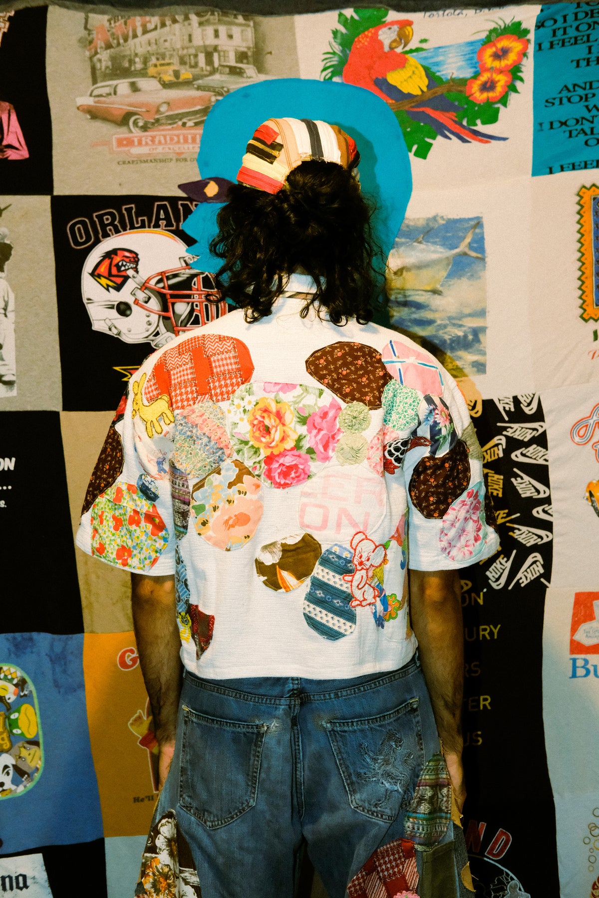 Vintage white patched up button up