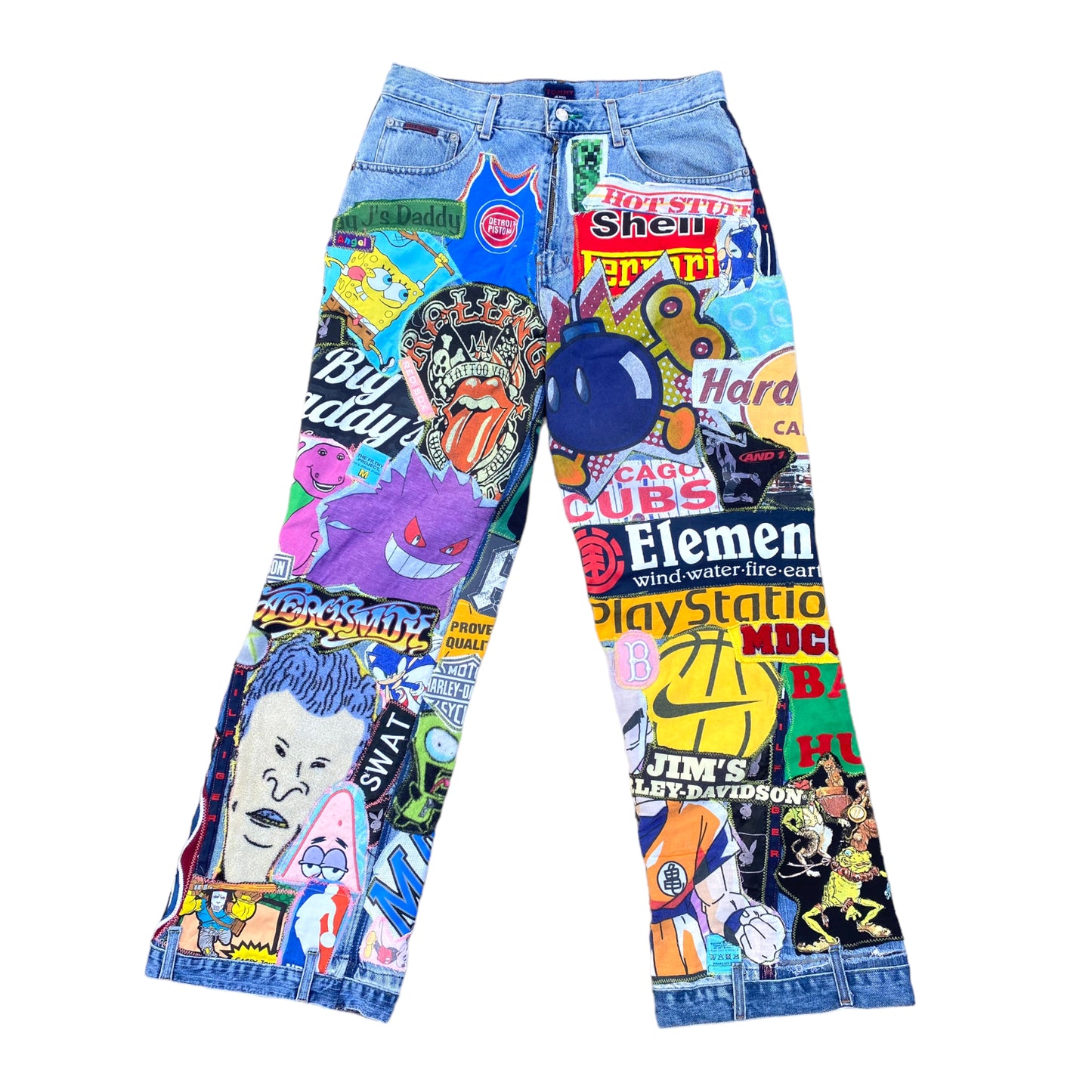 patched up Tommy Hilfiger jeans