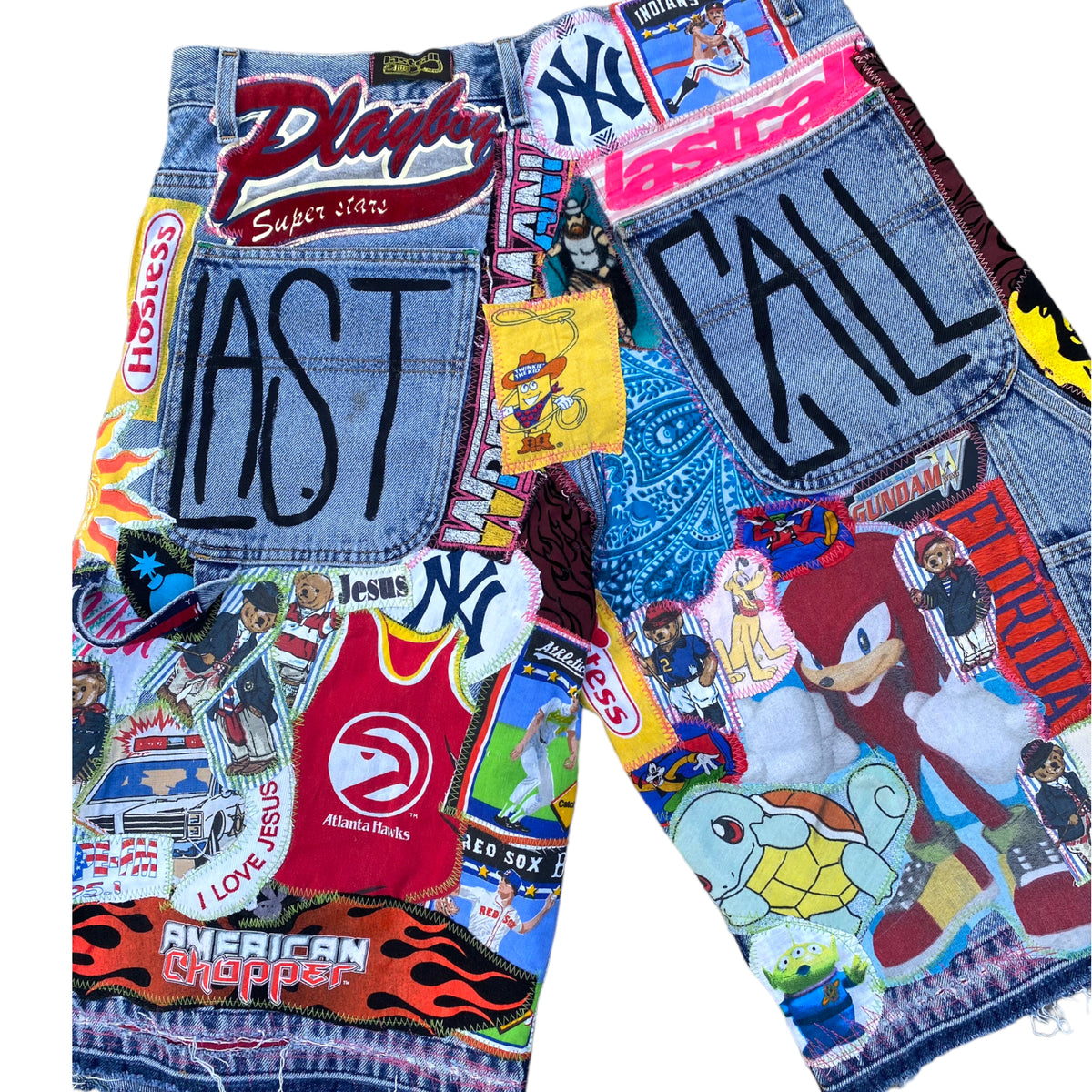 patched up Tommy Hilfiger jorts