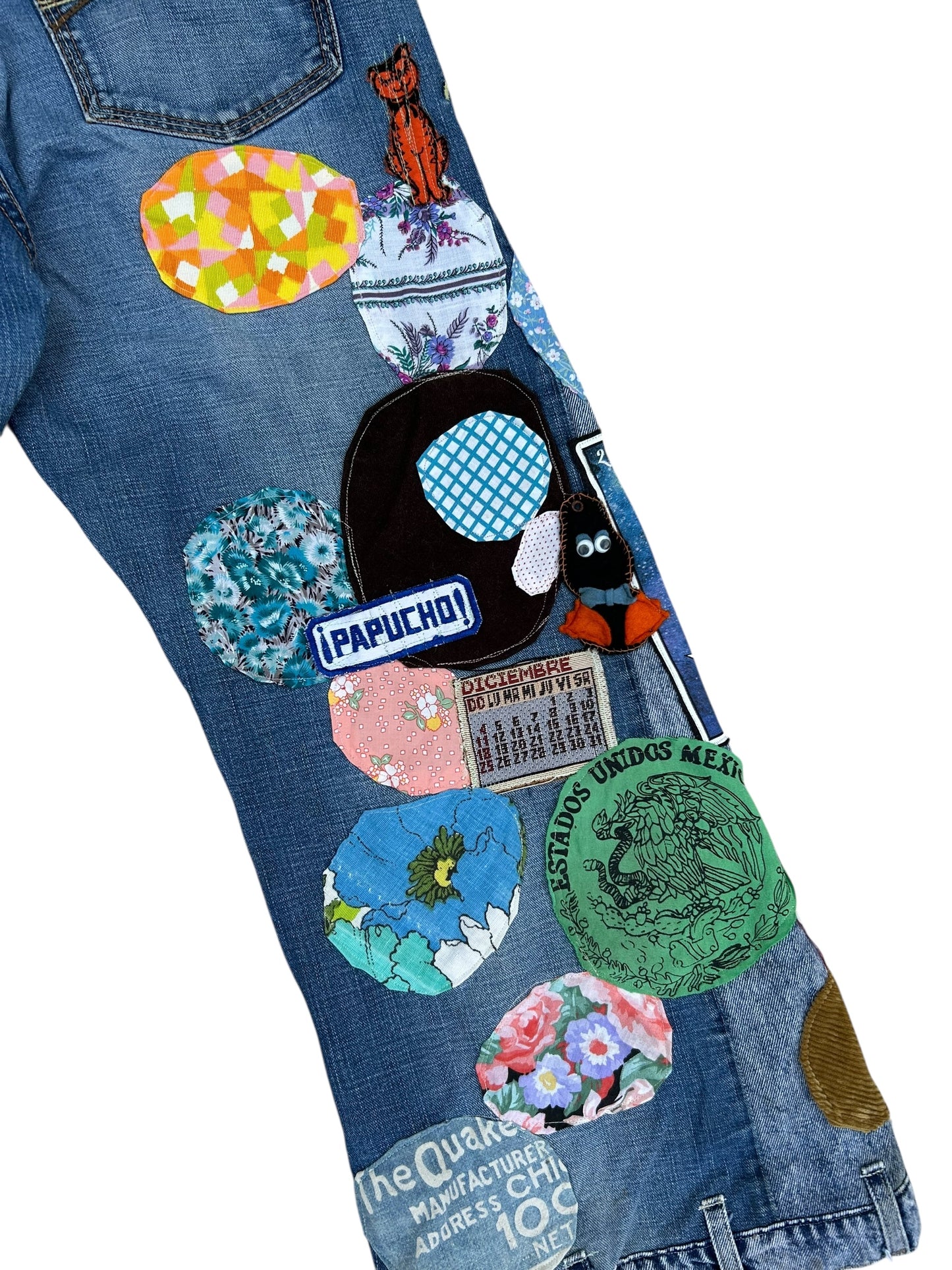 Mavi denim patched up flare jeans