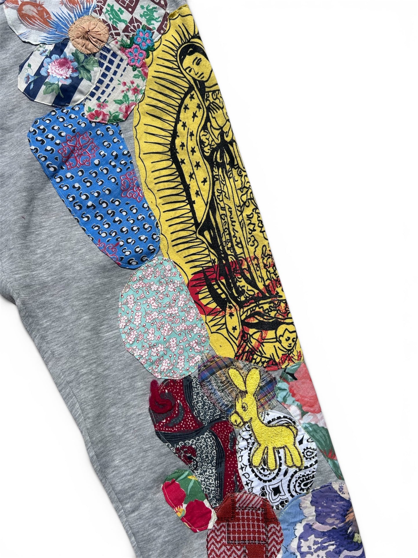 heather gray patched up sweatpants