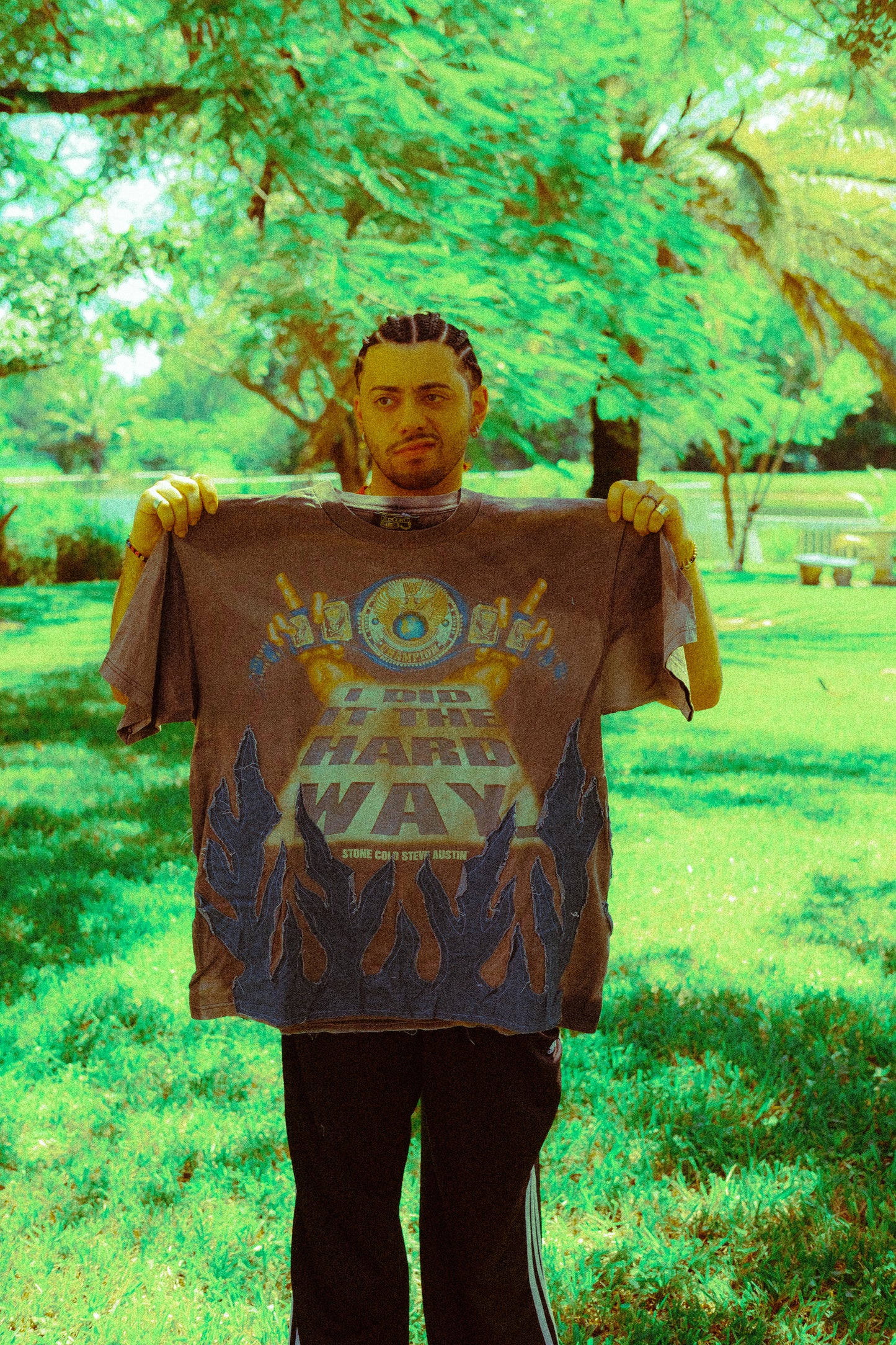stone cold steve austin flame tee