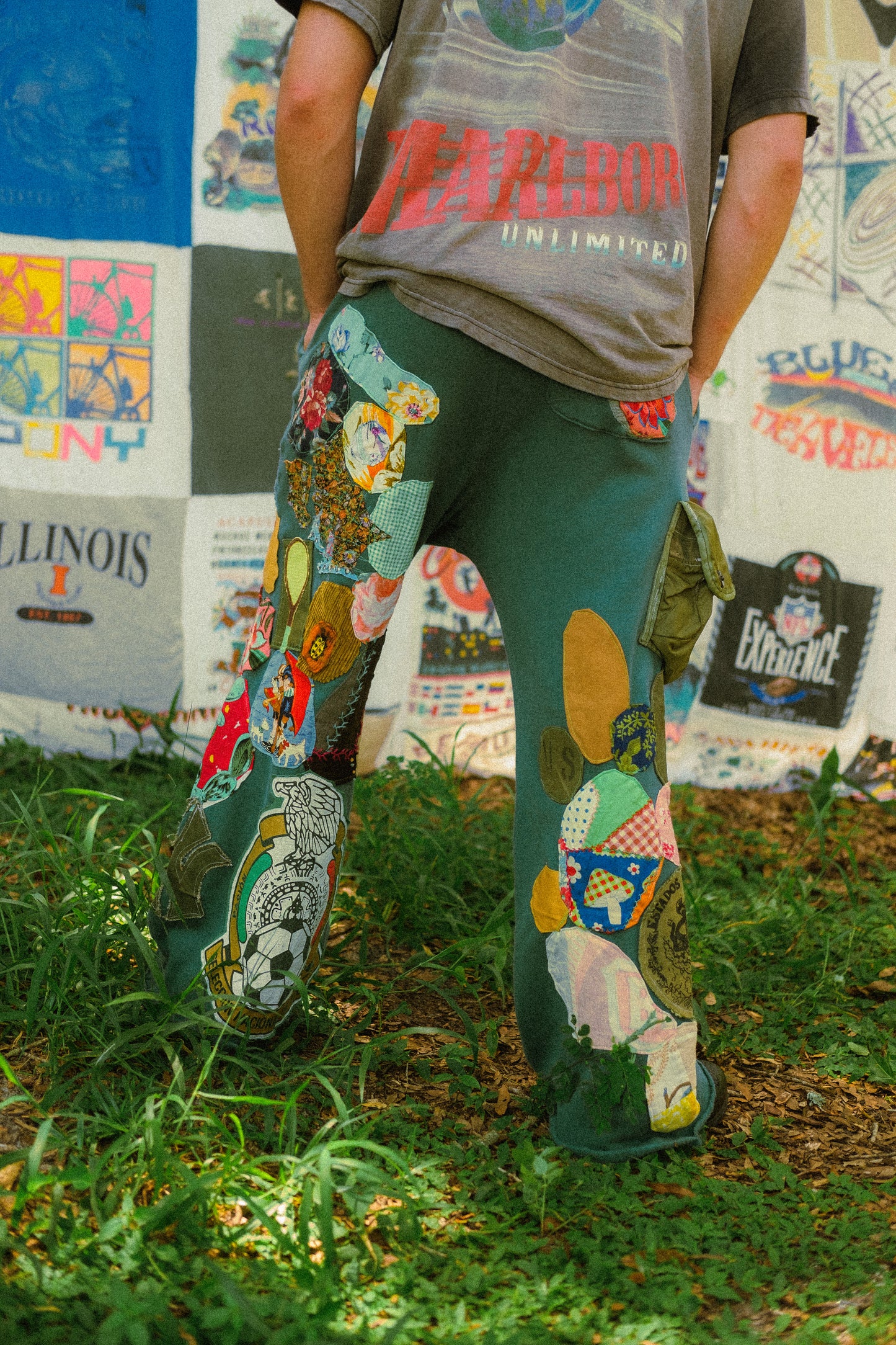 Kapital x lastcall patched up sweatpants