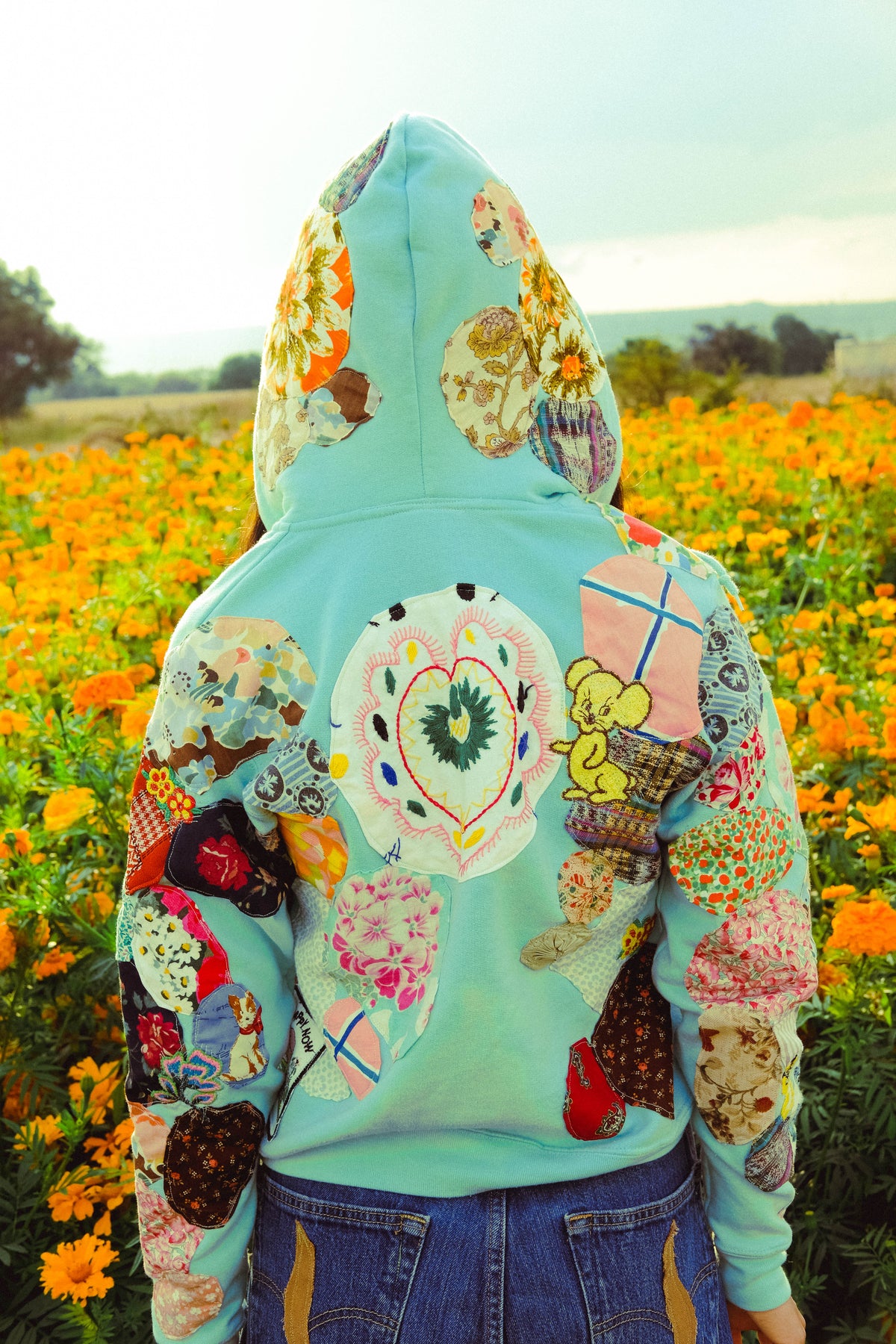 women's patched up hoodie