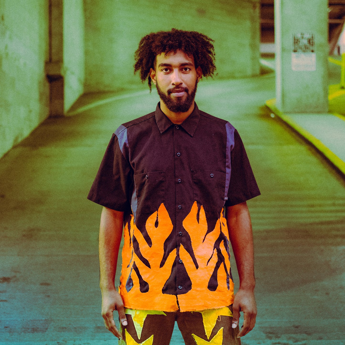flame button shirt