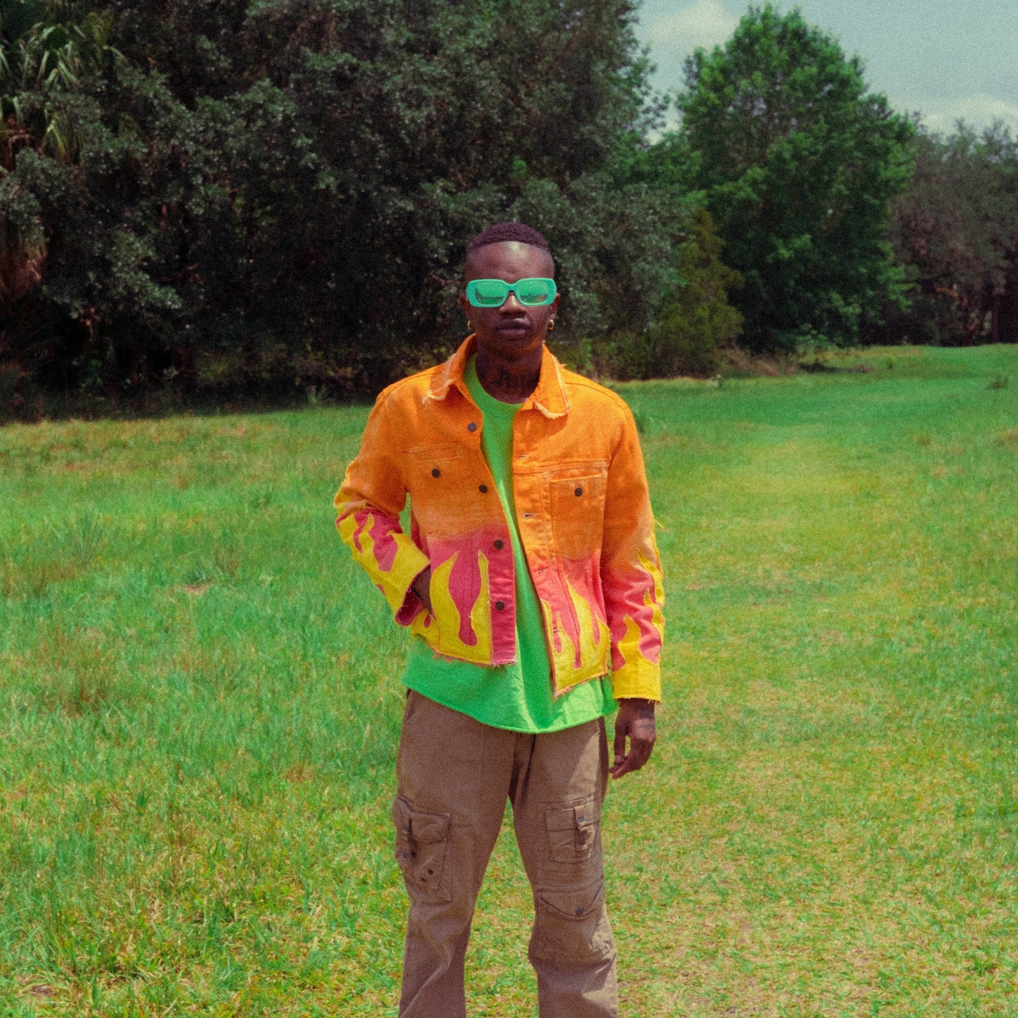 guess dyed flame jacket