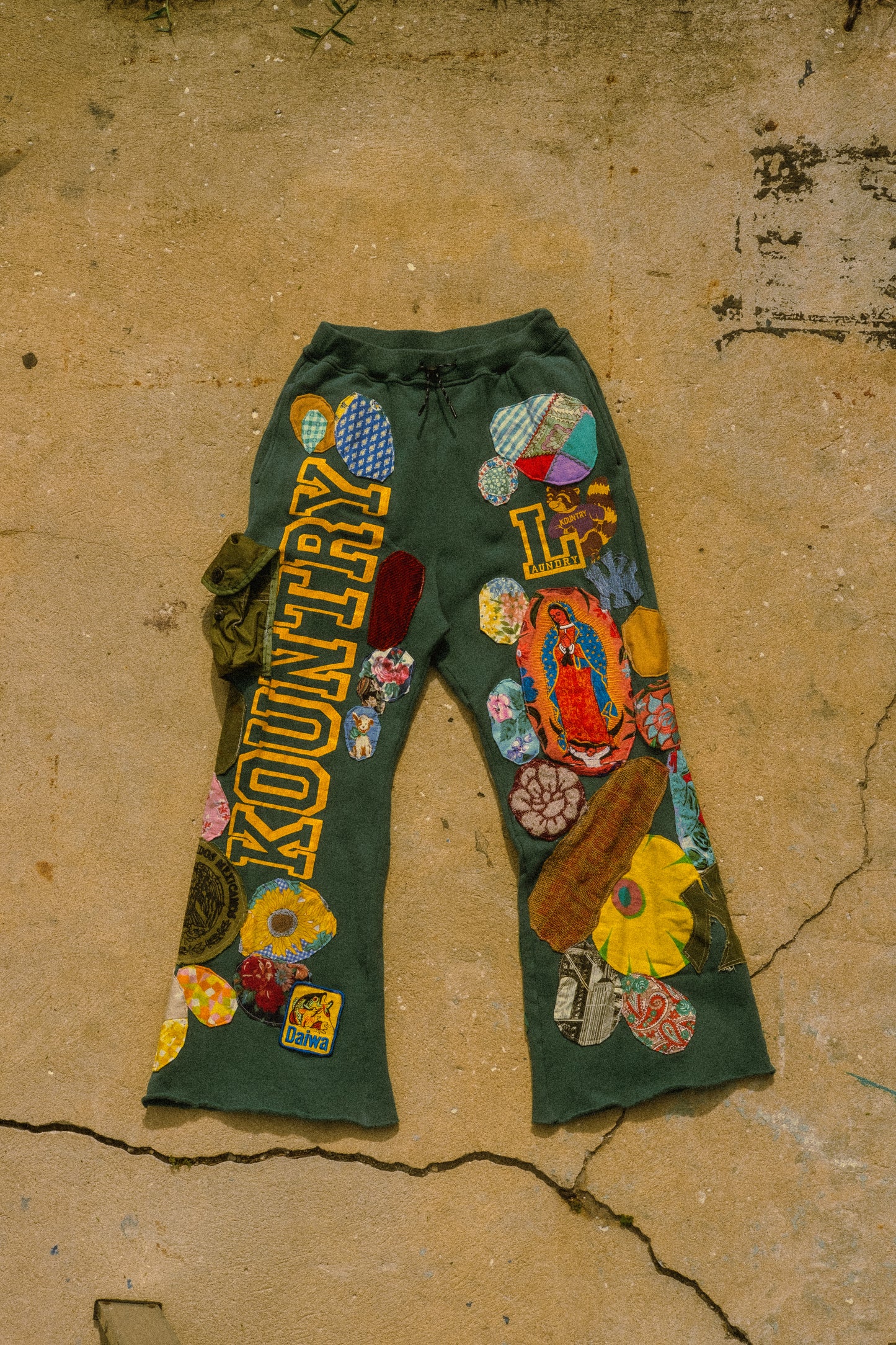 Kapital x lastcall patched up sweatpants