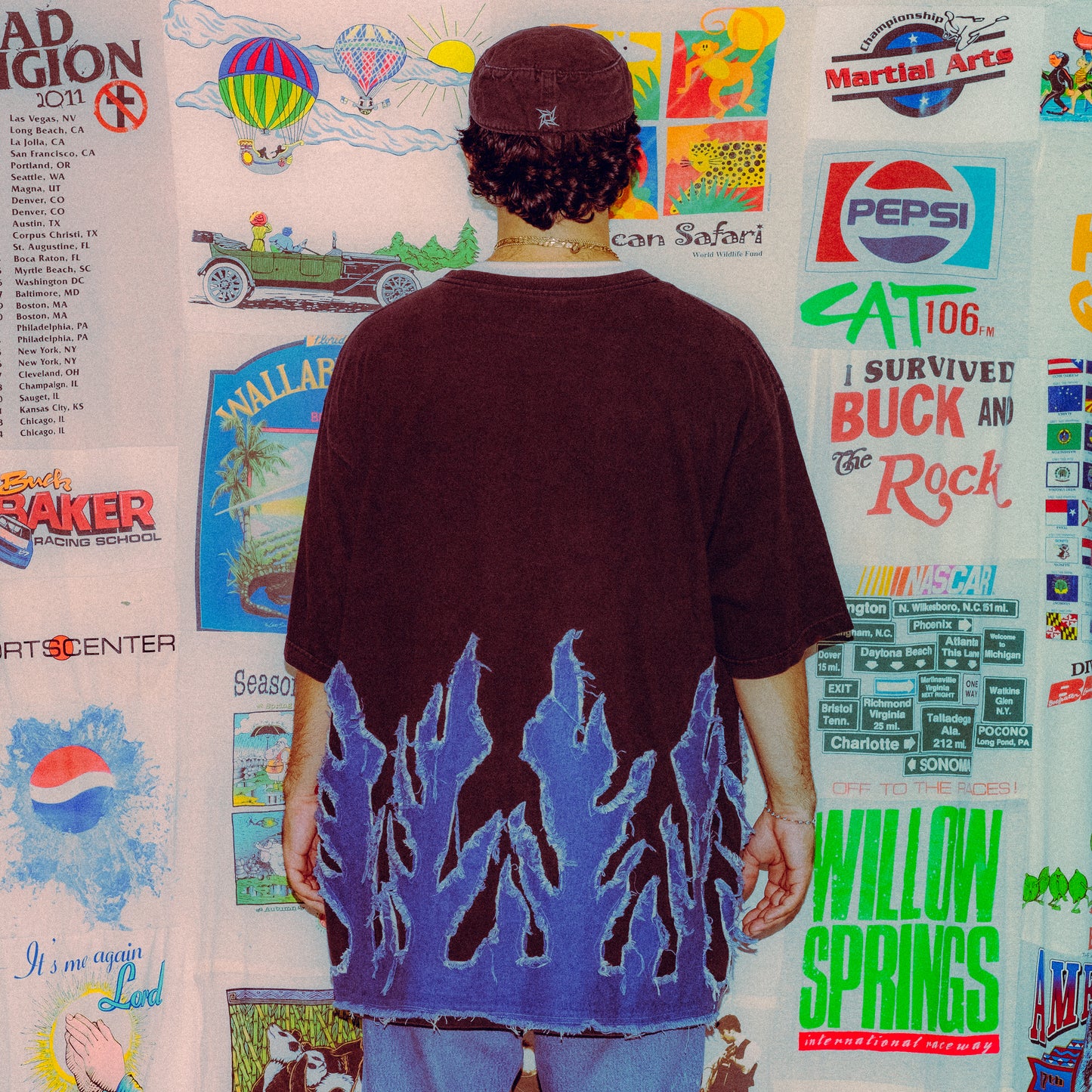 Y2k southpole denim flame tee