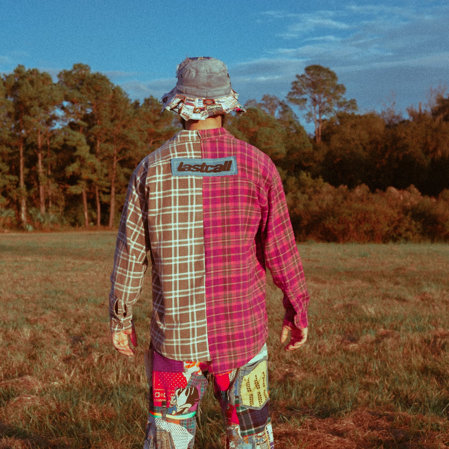 brown/purple half/half flannel