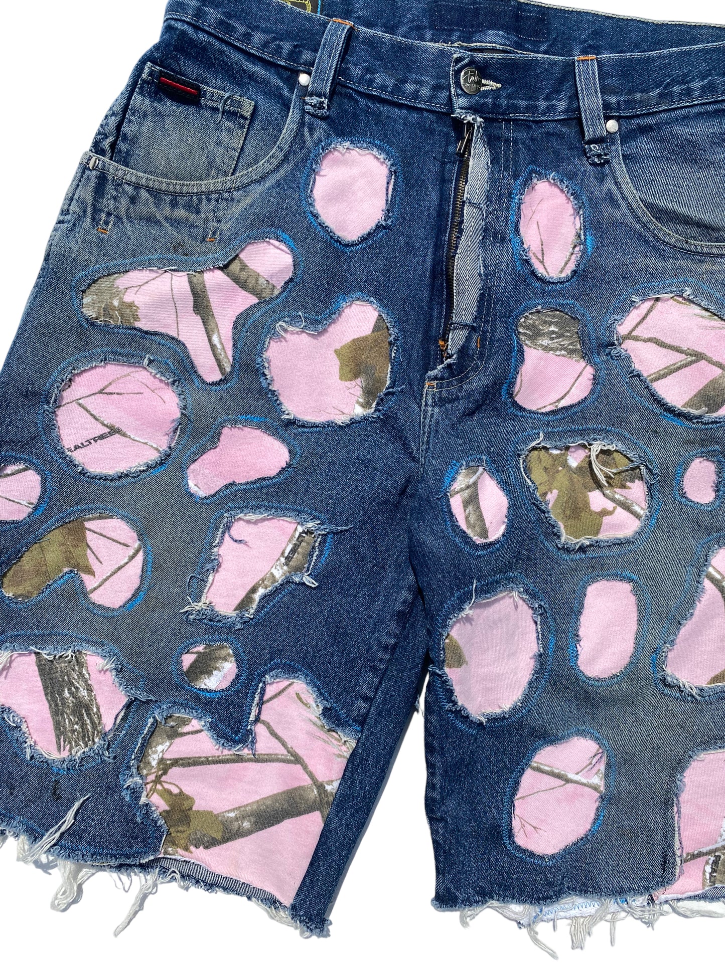 denim camo jorts