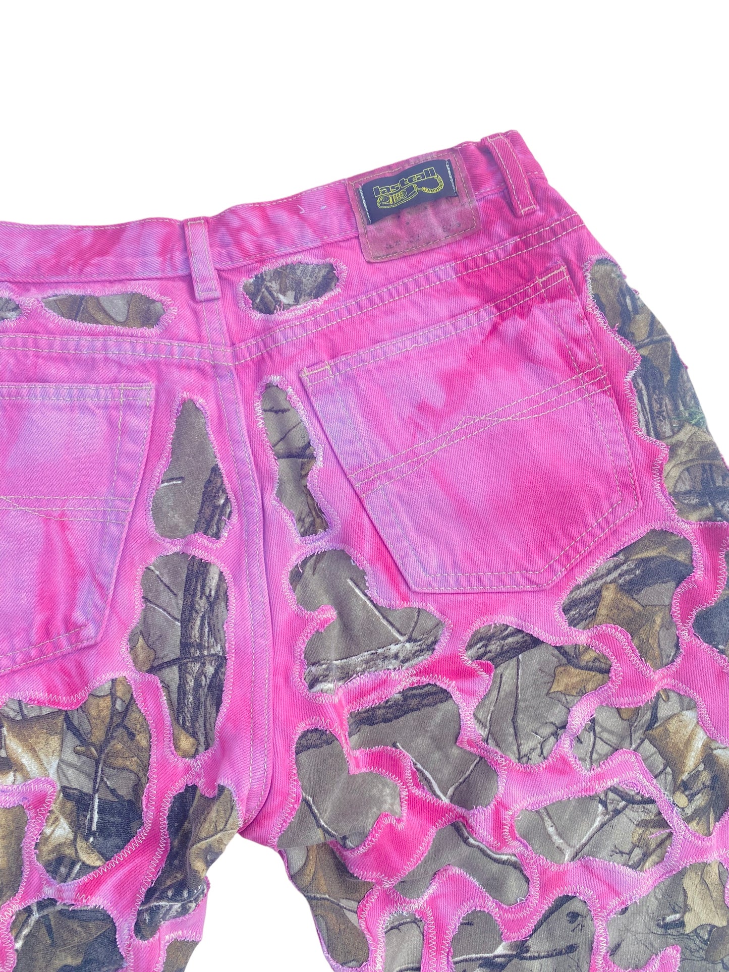 dyed pink camo wavy shorts