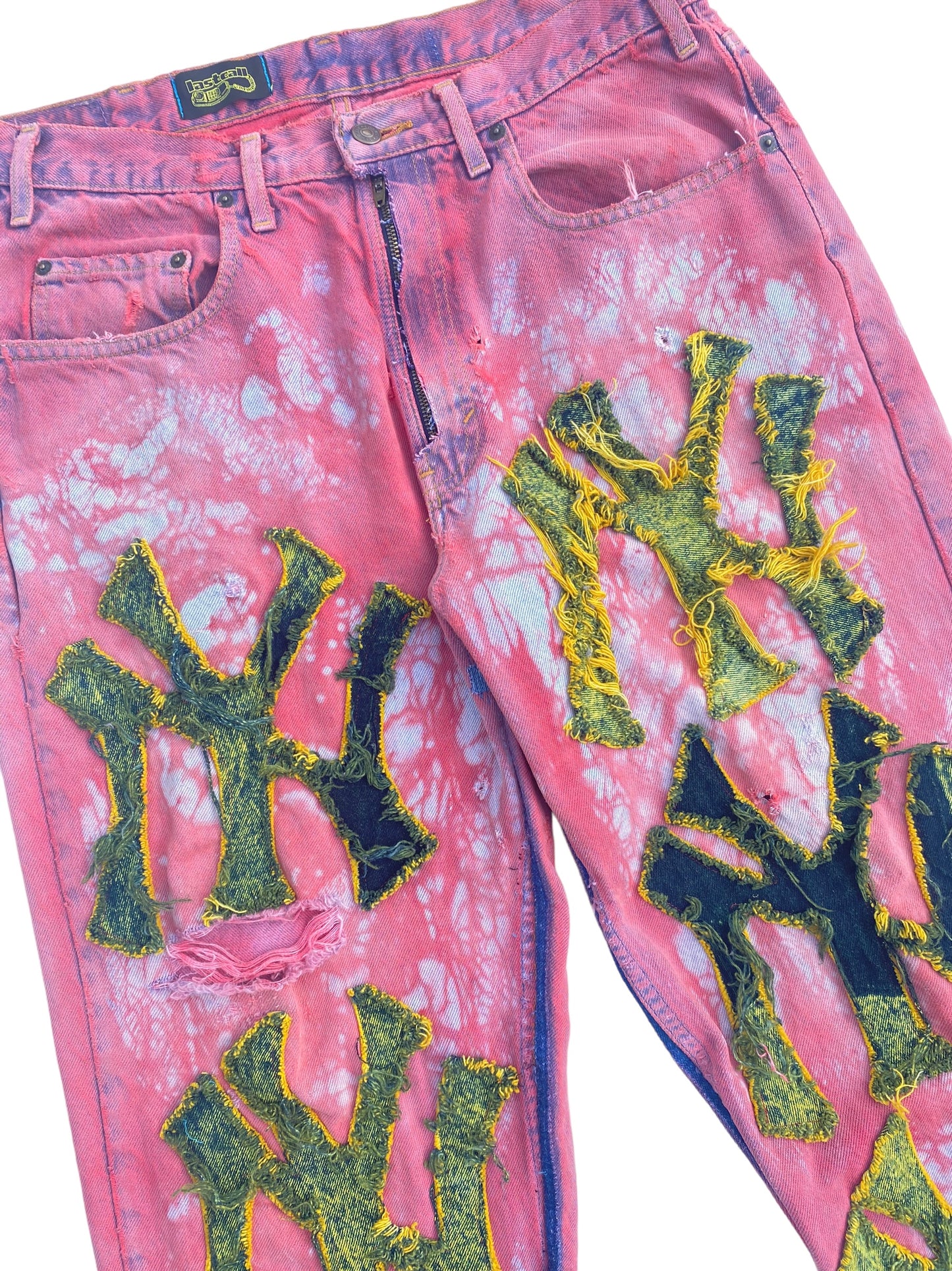 dyed red NY jeans
