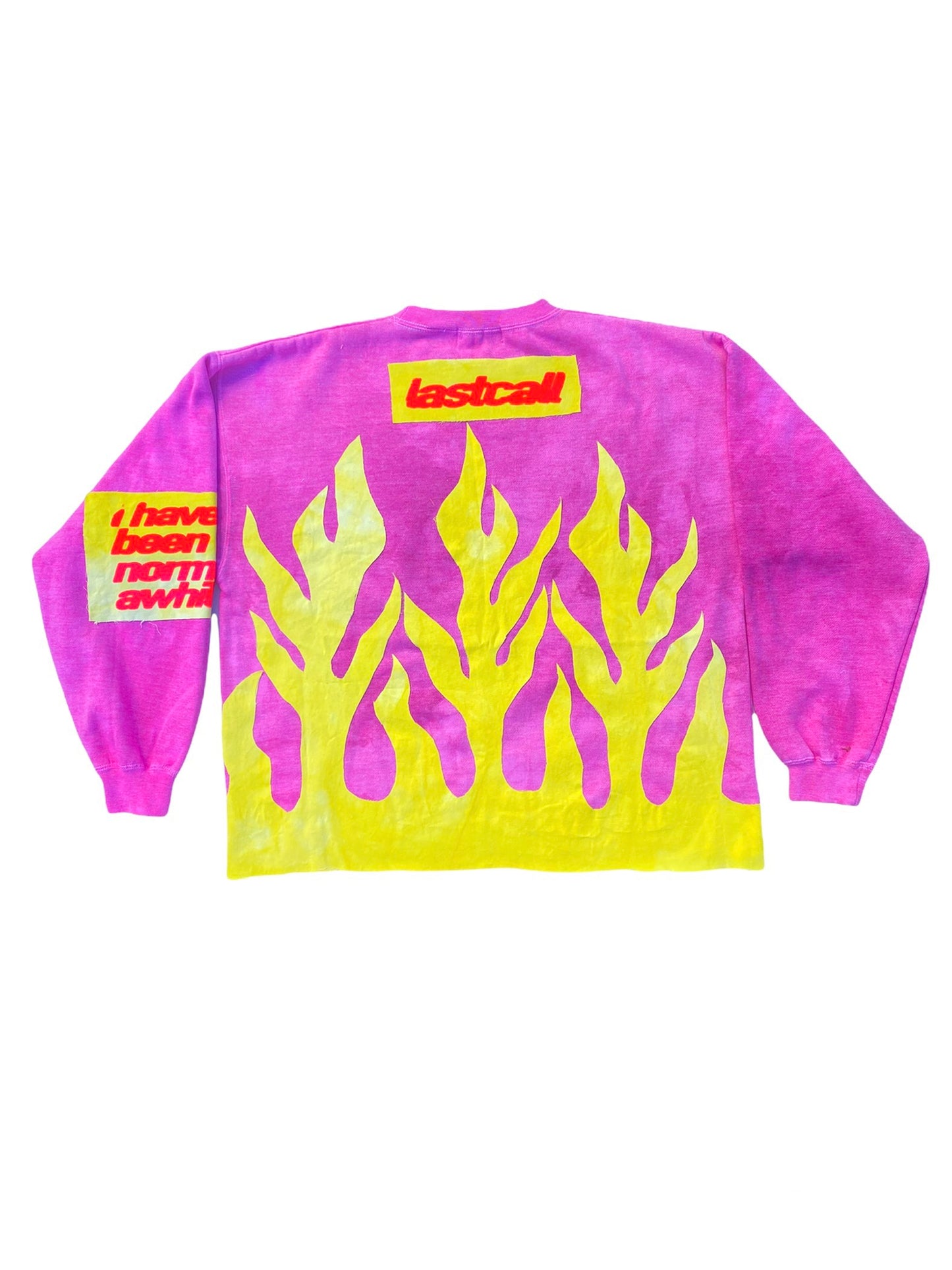 PINK/YELLOW FLAME SWEATSHIRT