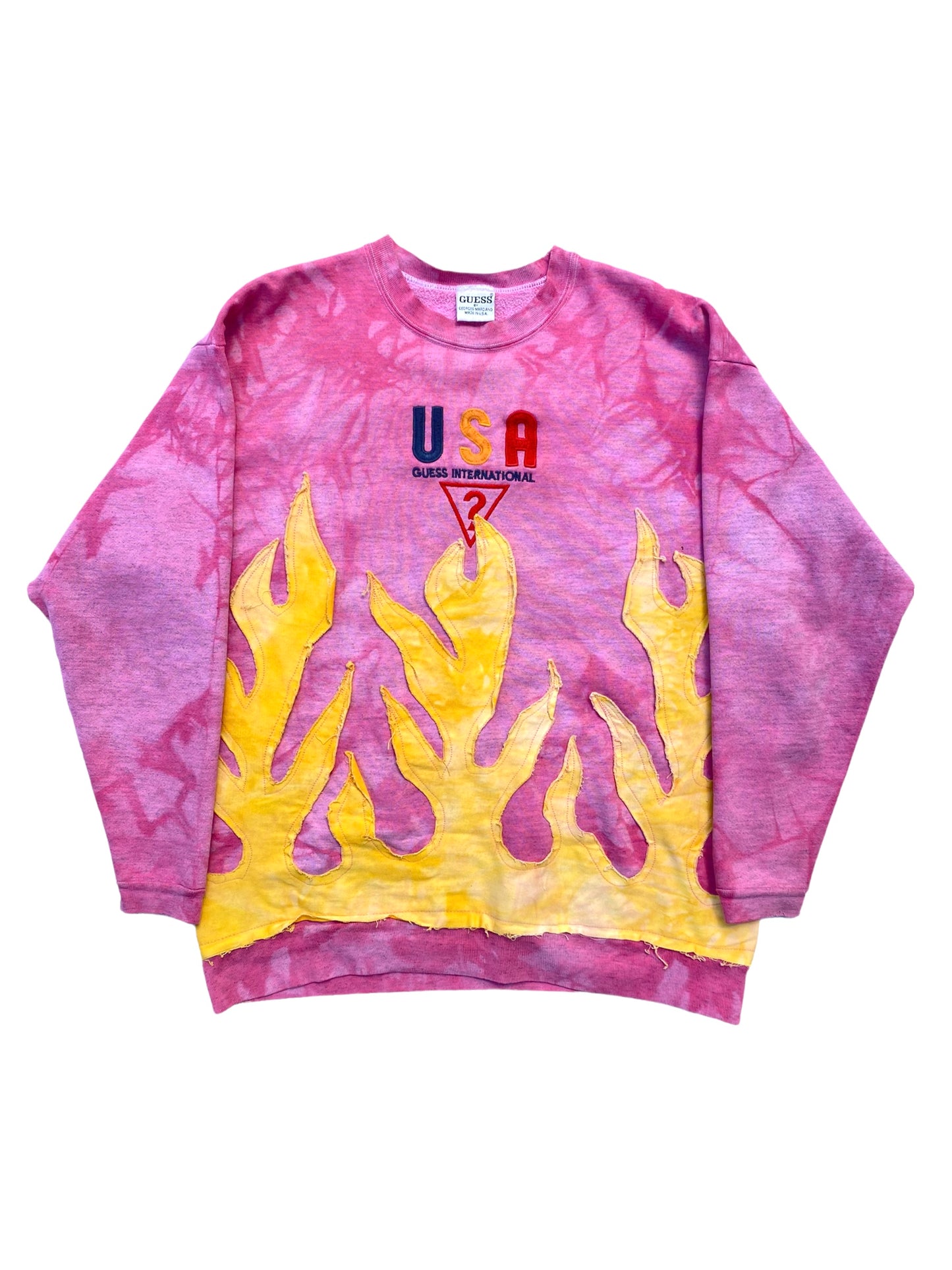 vtg pink guess flame sweater