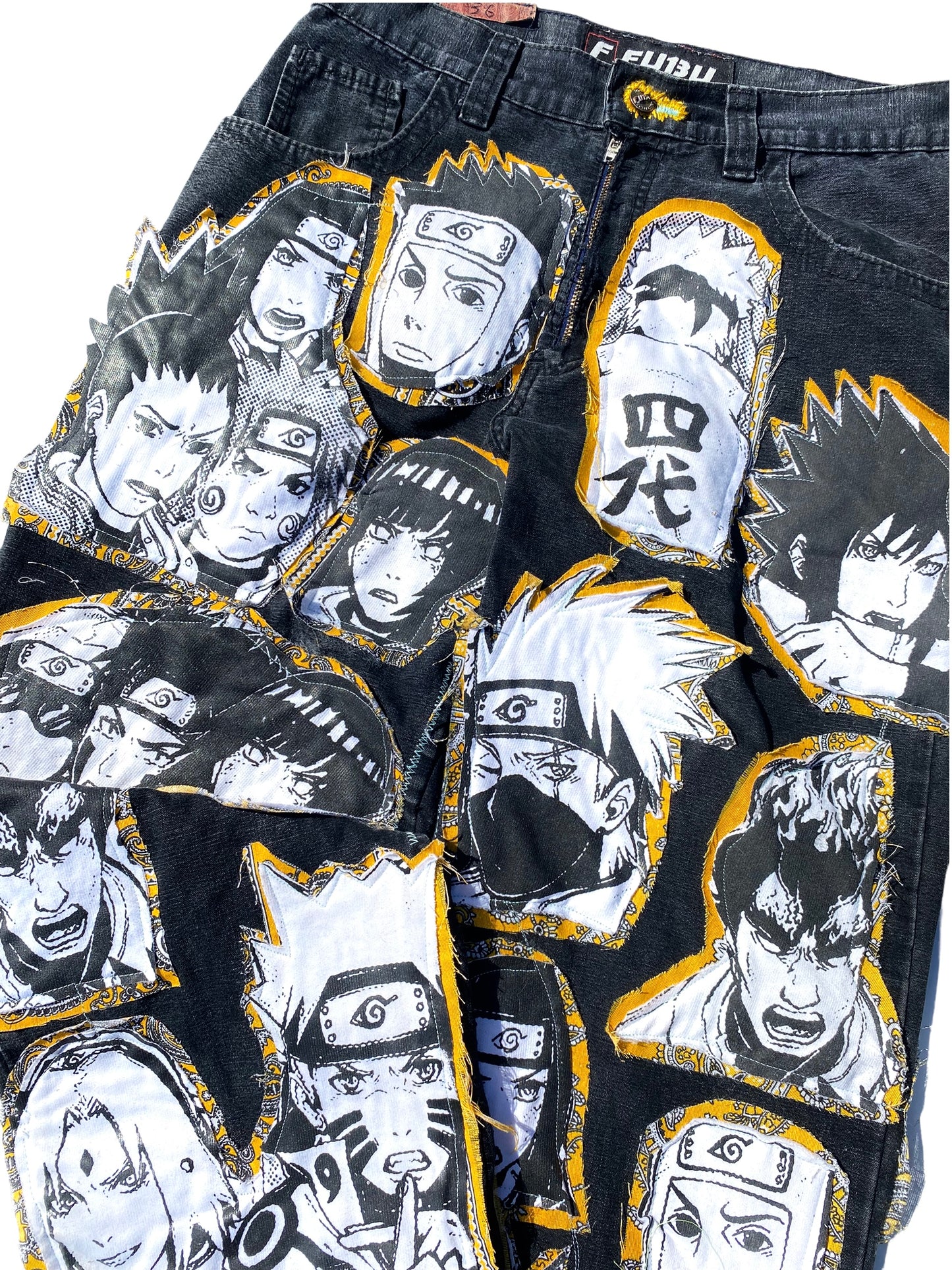 Naruto patched up fubu jeans (yellow)