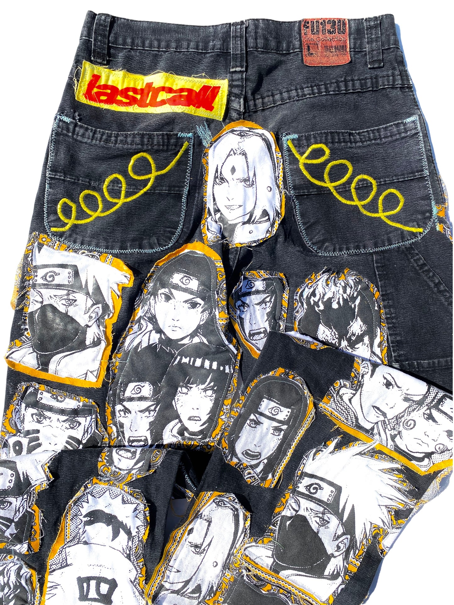 Naruto patched up fubu jeans (yellow)