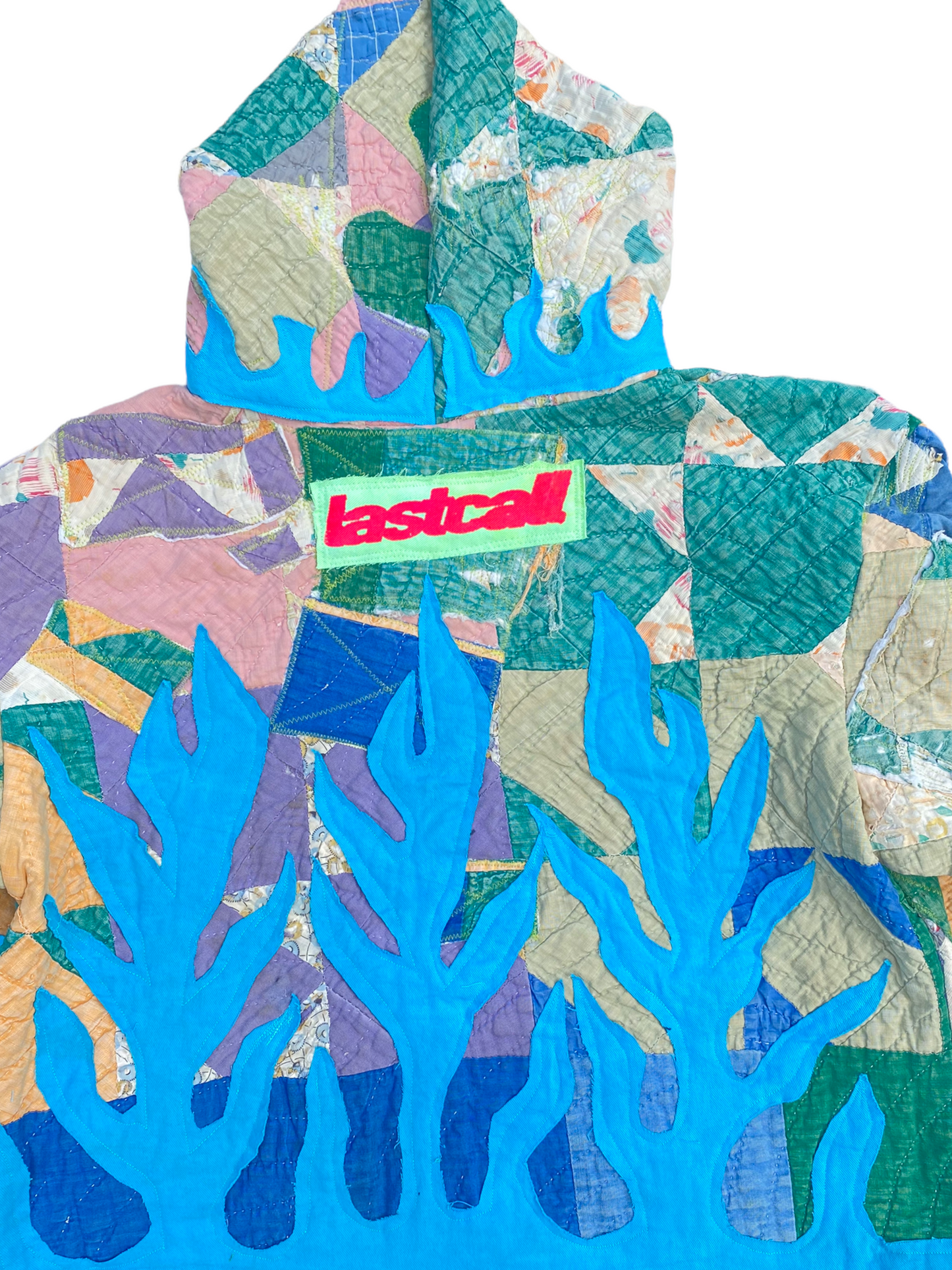 Vintage Quilt blanket flame hoodie