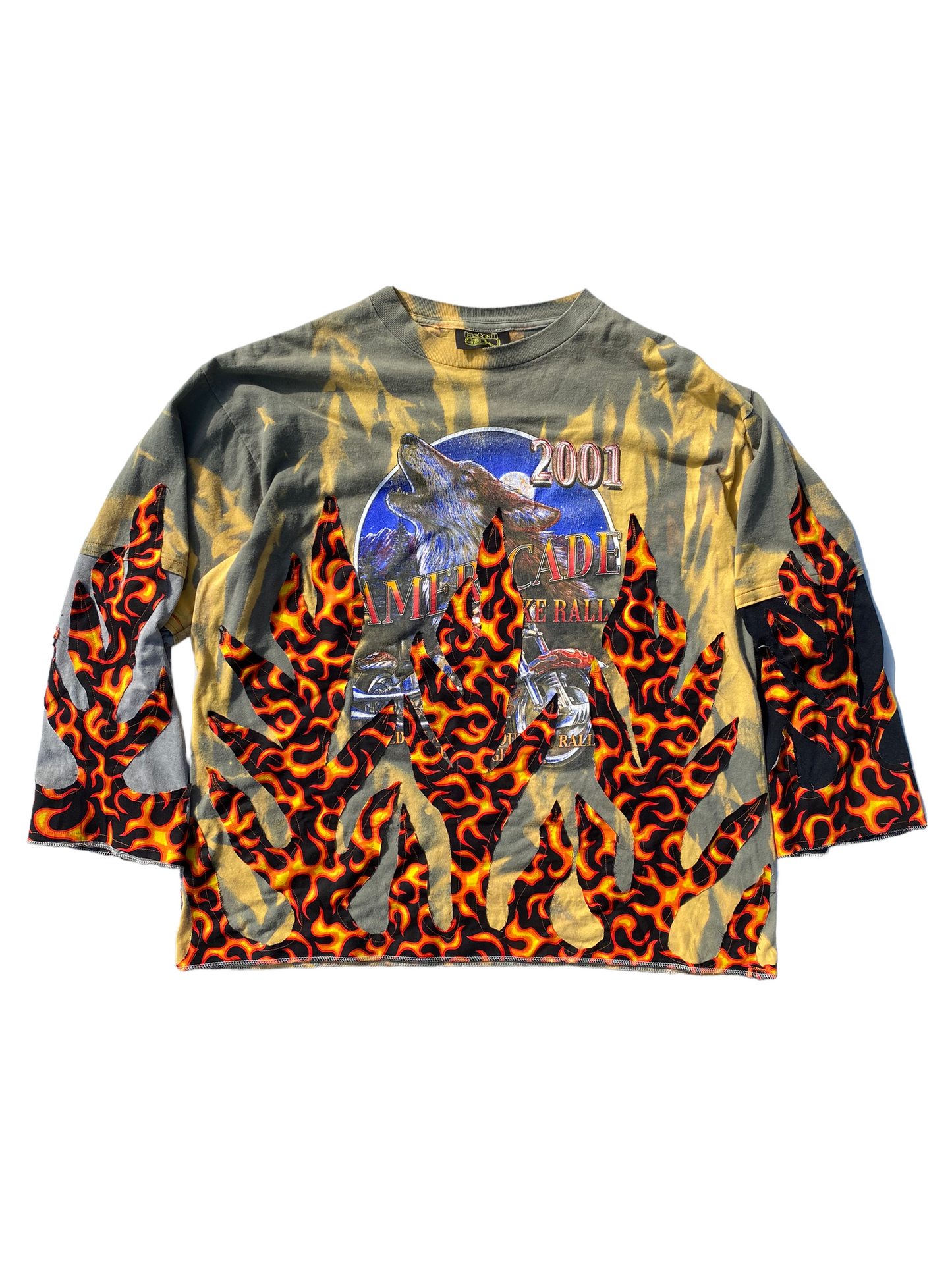 sunfaded wolf flame tee