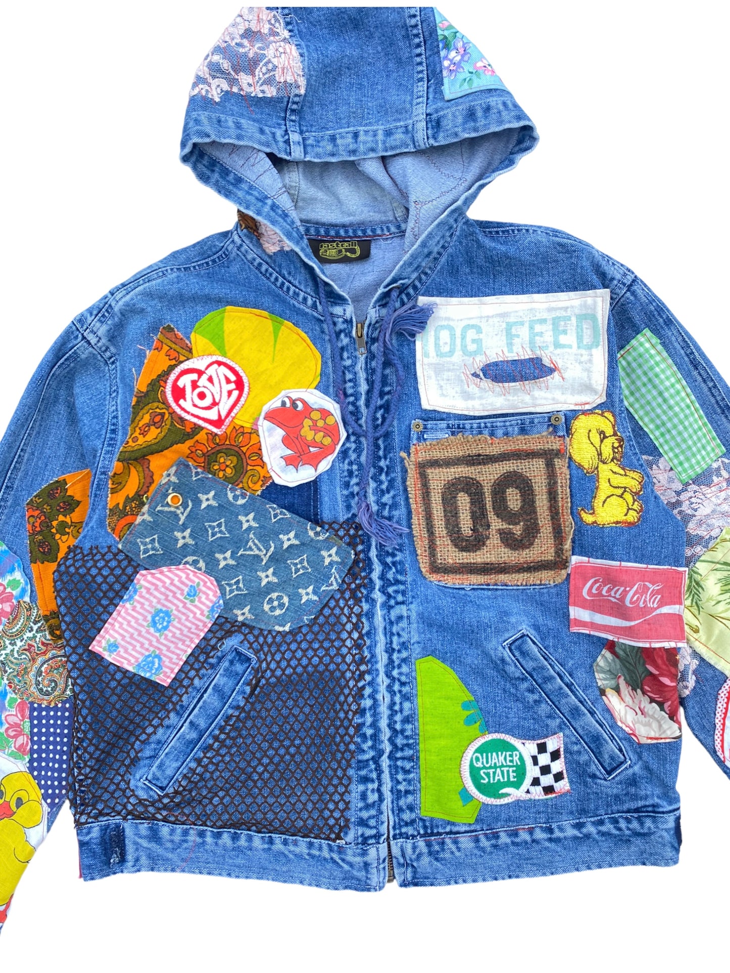 patched up denim hoodie