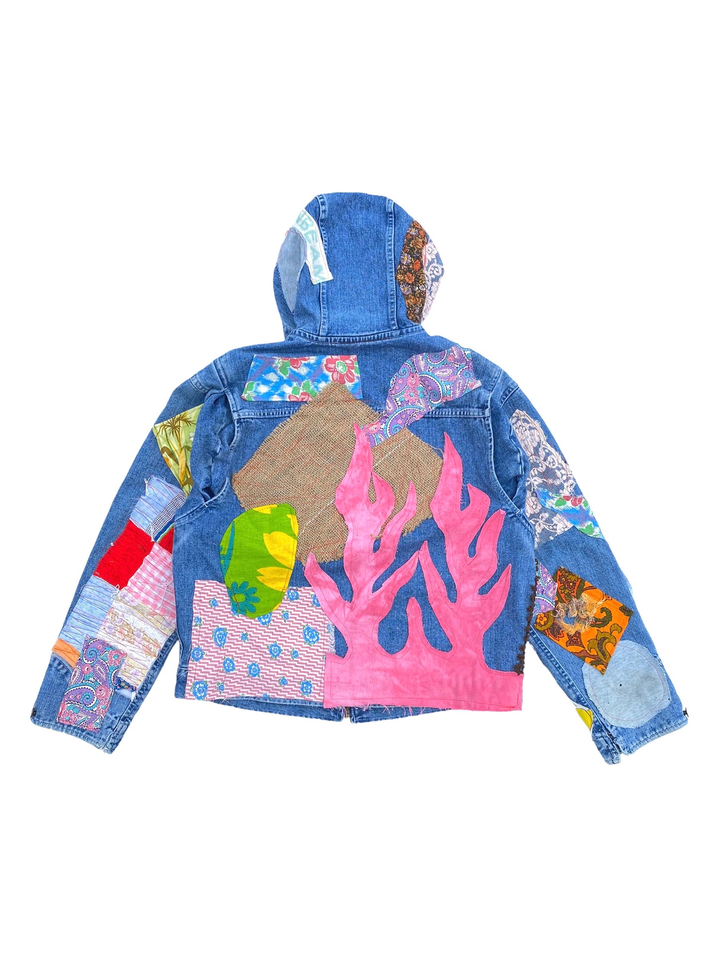 patched up denim hoodie