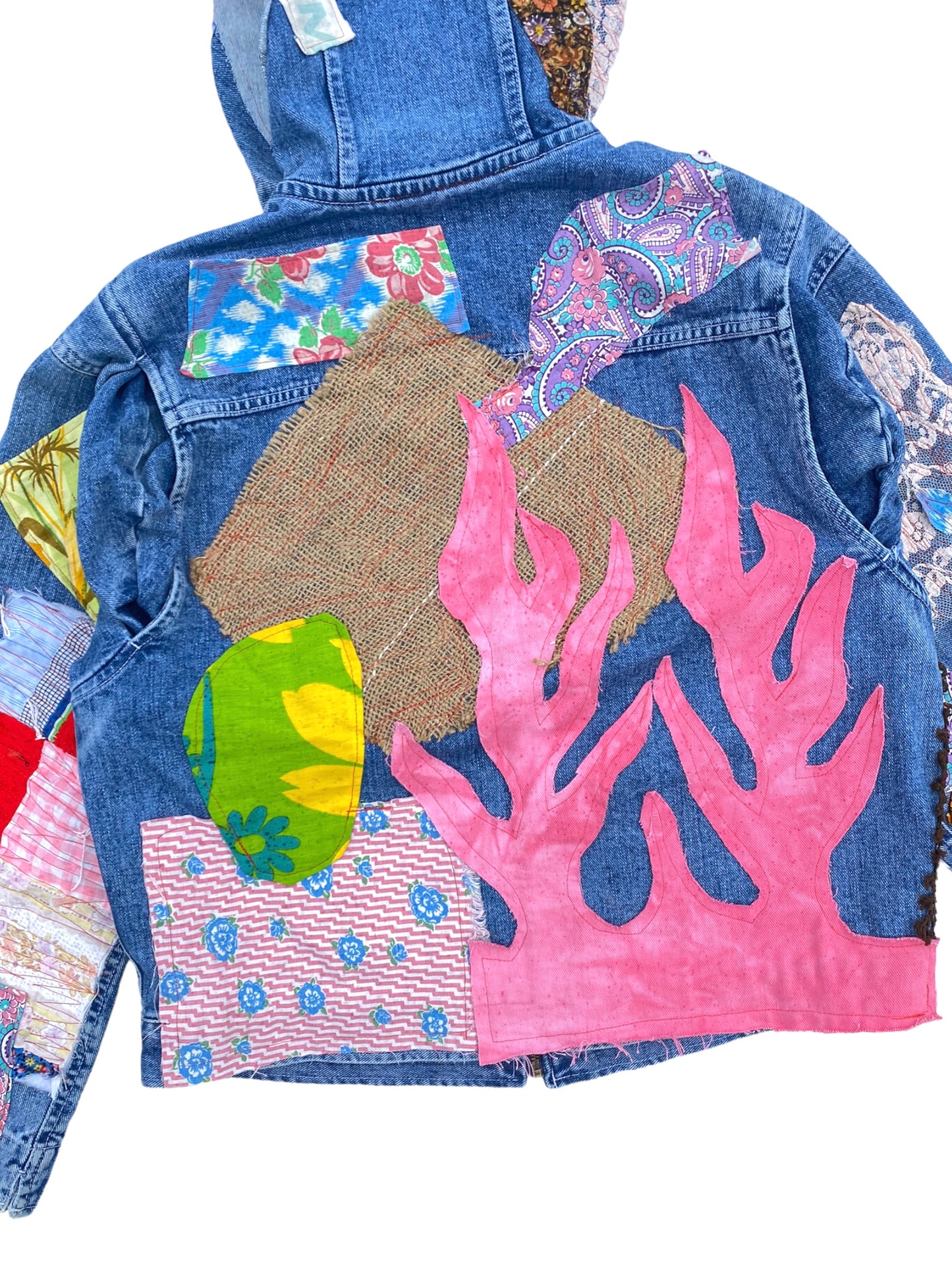 patched up denim hoodie