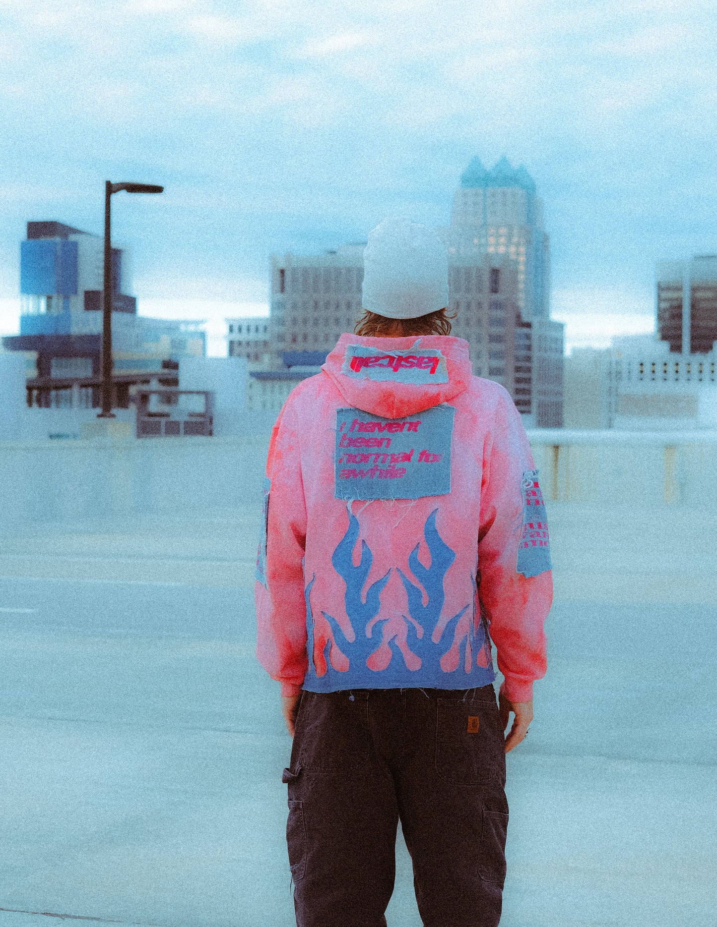 RED QUARTER ZIP FLAME HOODIE