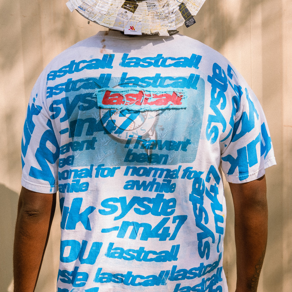 all over screen printed tee