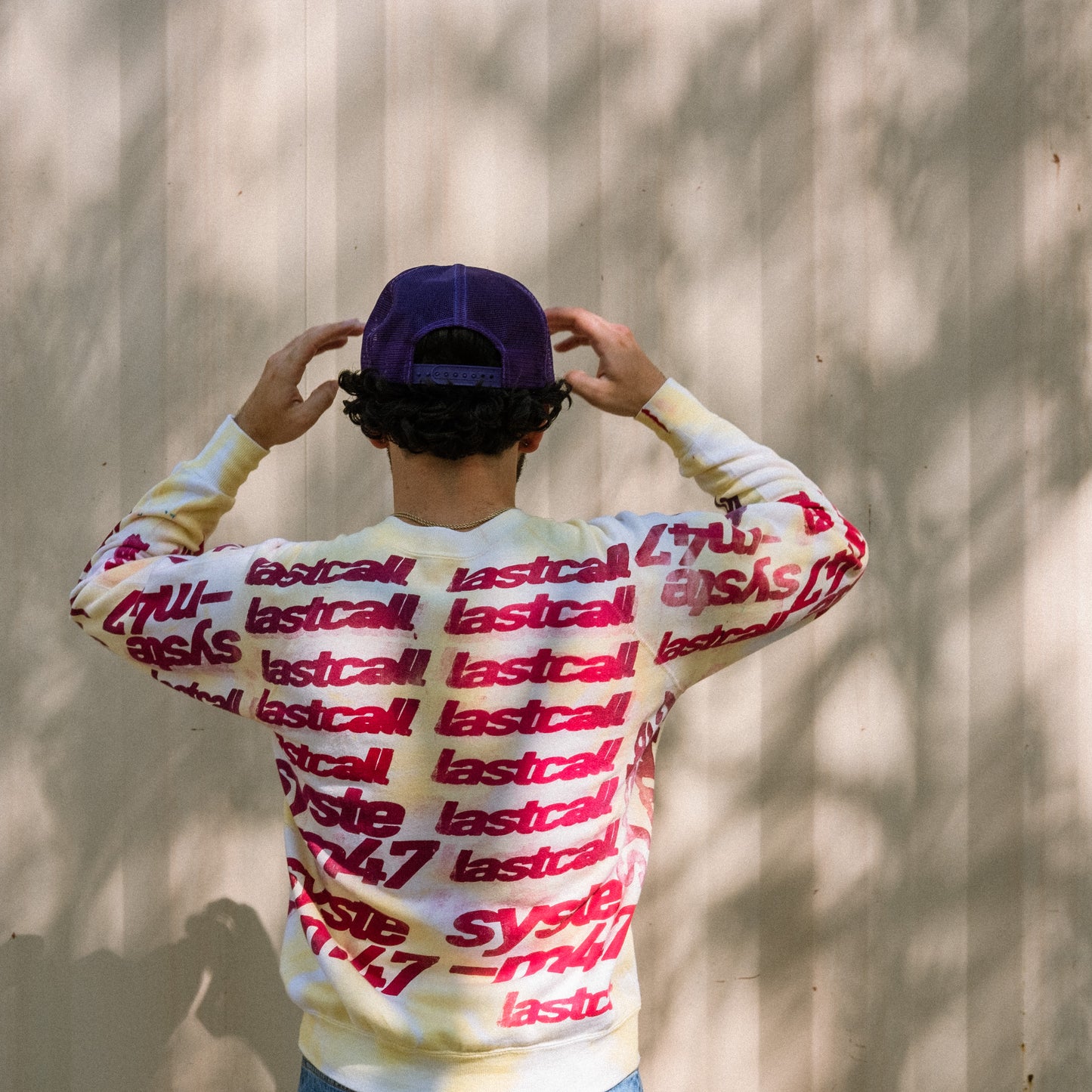 all over screen print sweater