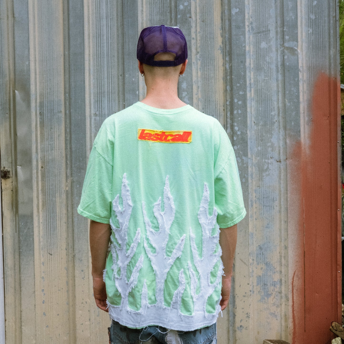 father steve dyded green flame tee