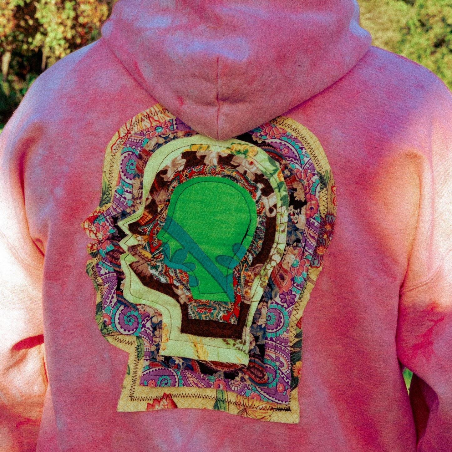 pink dyed head hoodie
