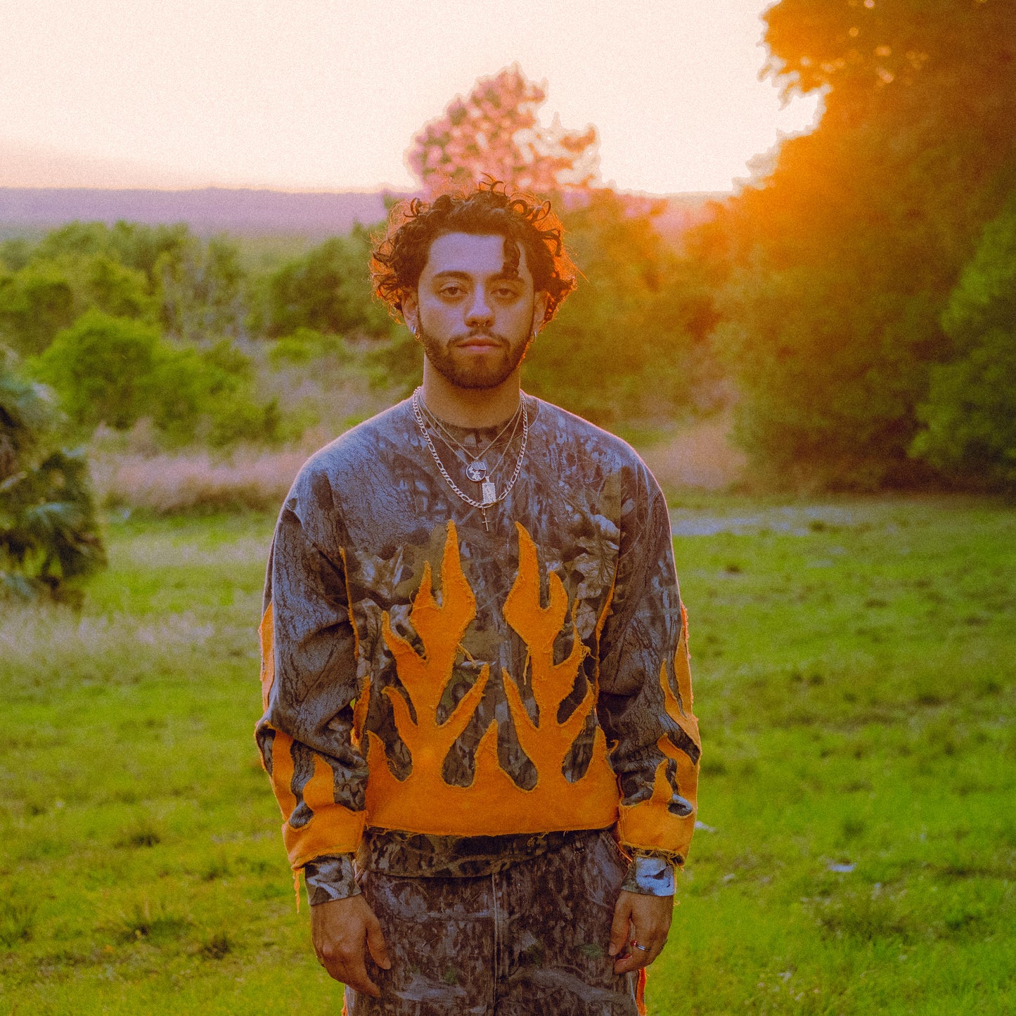 Camo orange flame sweater