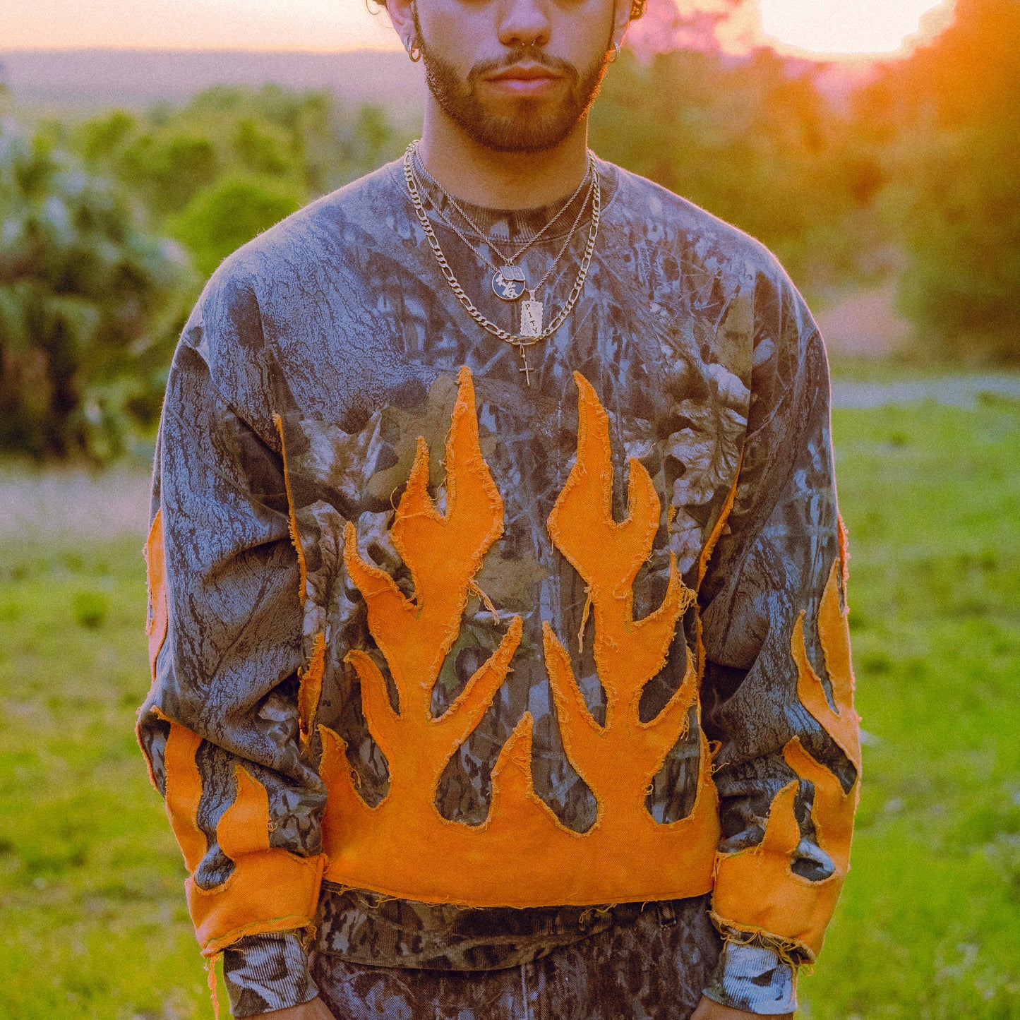 Camo orange flame sweater
