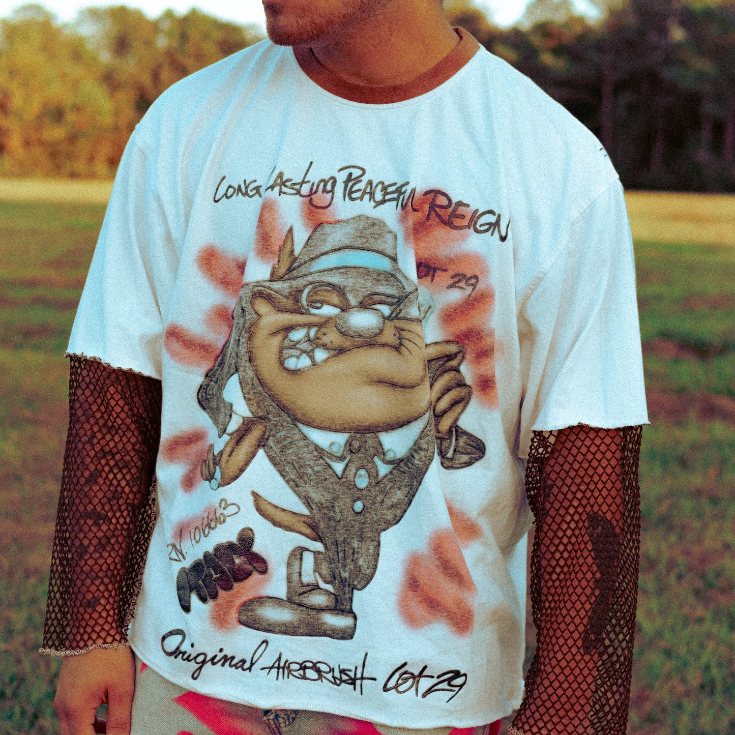 y2k taz net sleeve tee