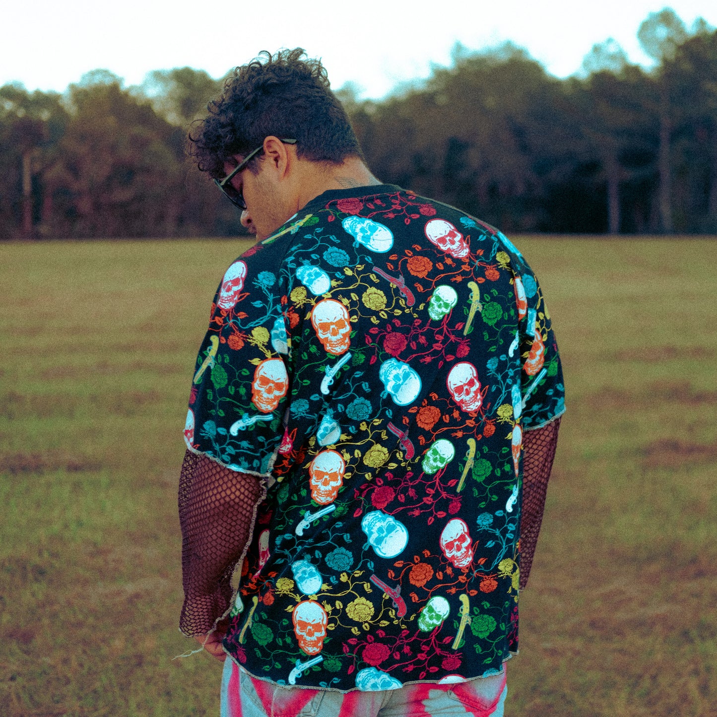 y2k skull longsleeve net tee