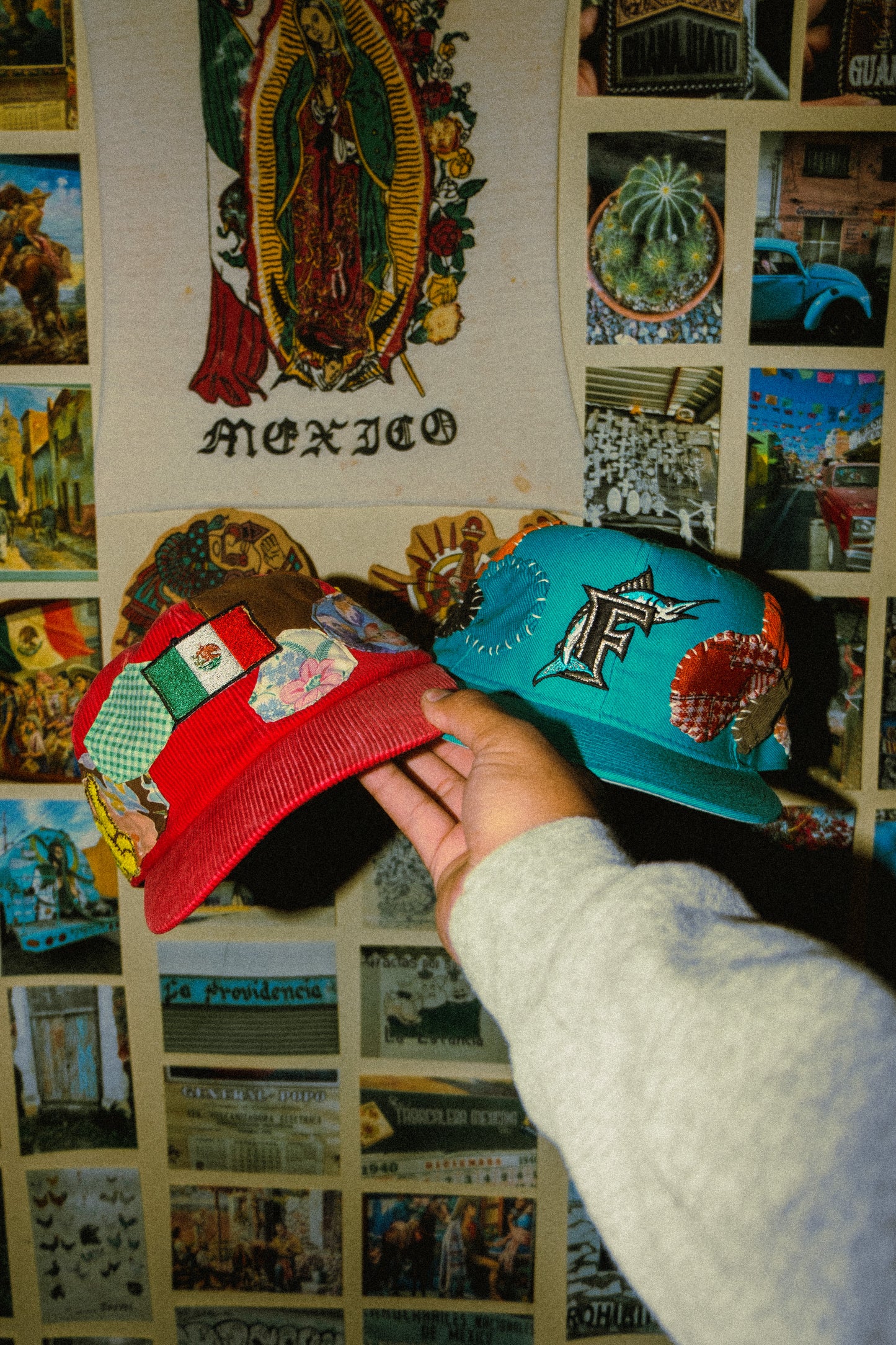 Red corduroy patched up SnapBack