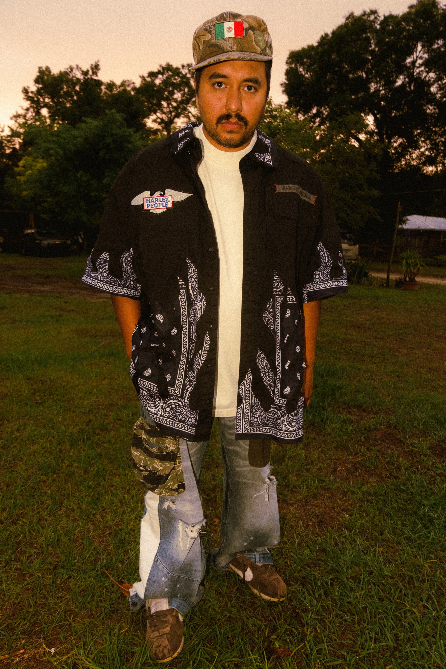 Harley Davidson flame button shirt