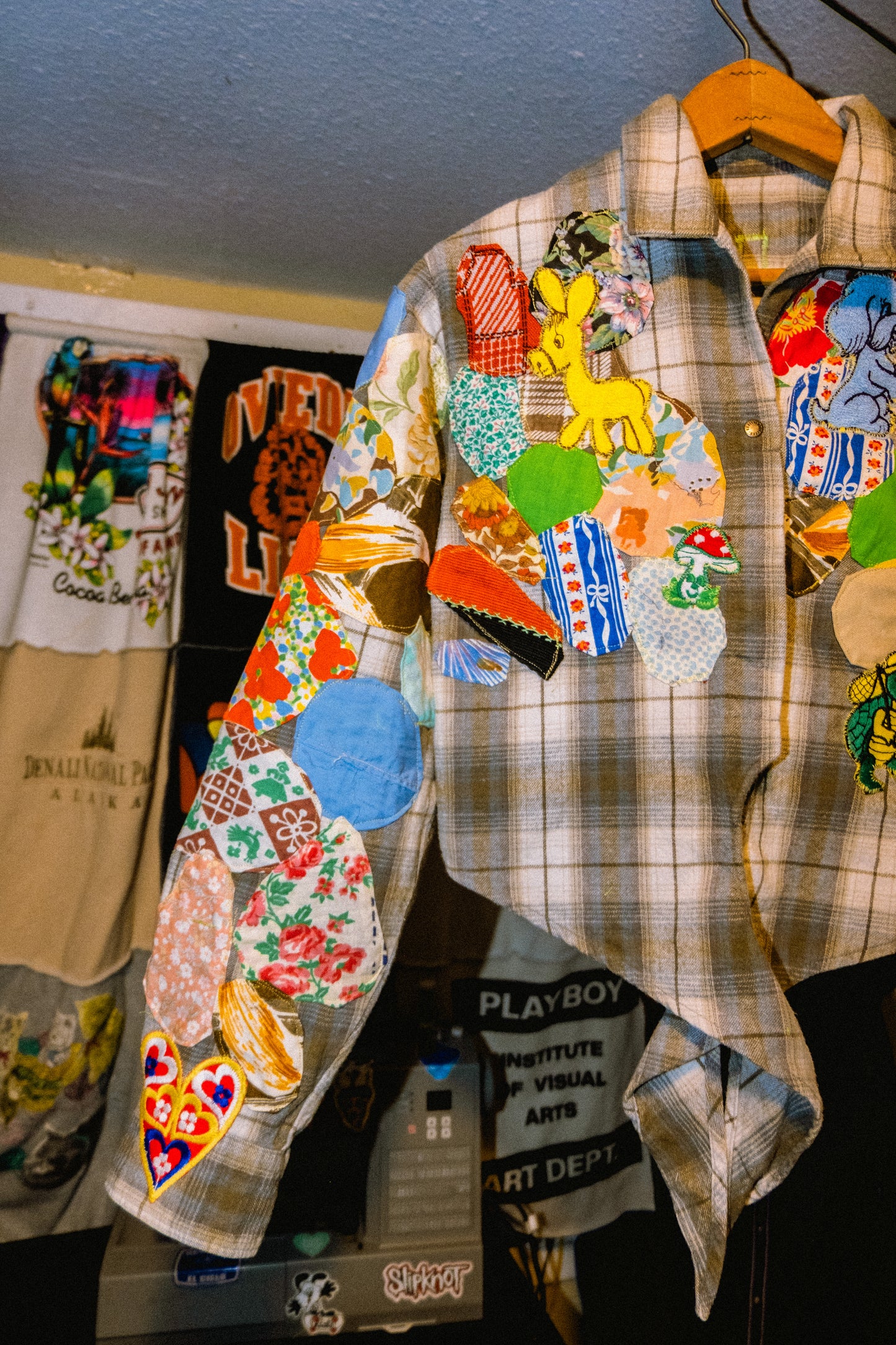 Harley Davidson patched up crop top flannel