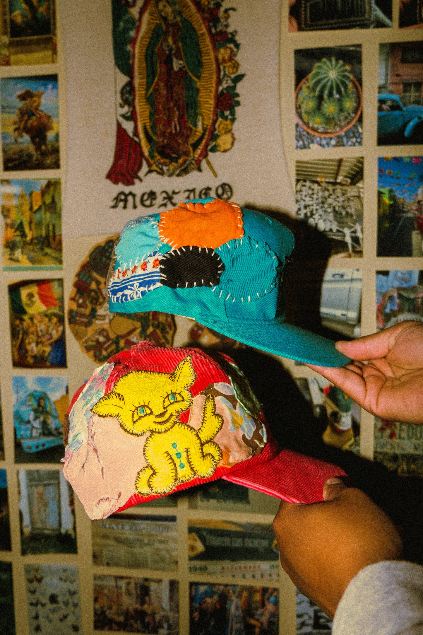 Red corduroy patched up SnapBack