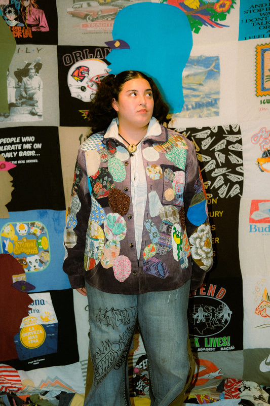 Patched up sunfaded corduroy button up