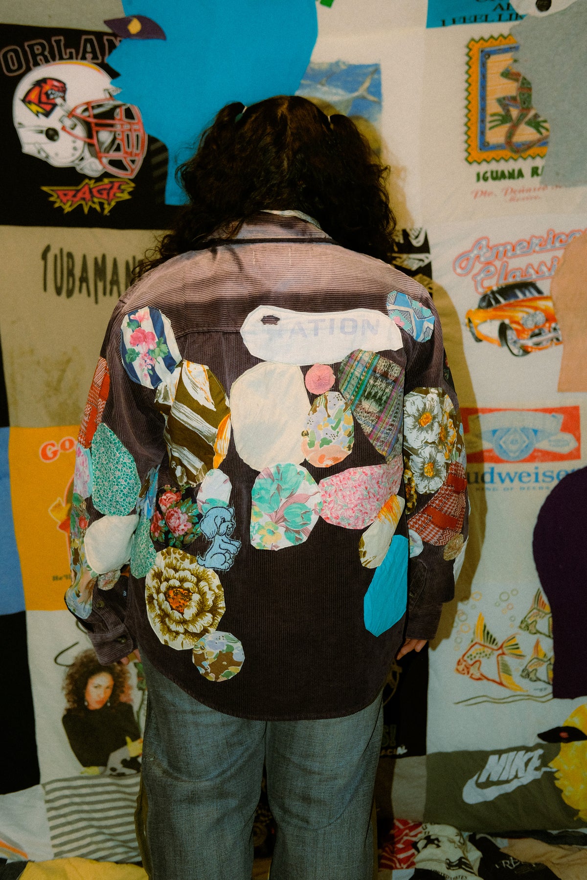 Patched up sunfaded corduroy button up