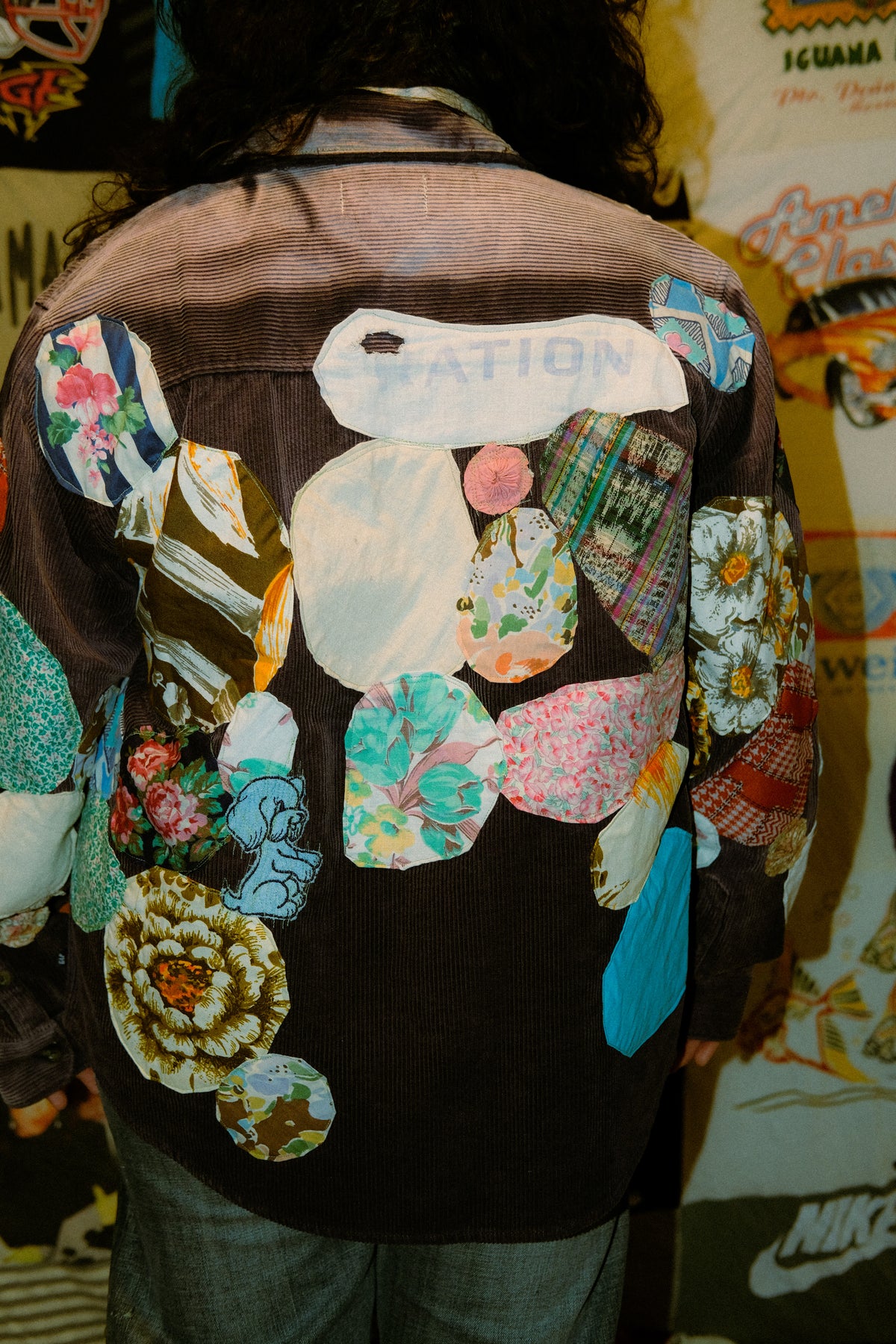 Patched up sunfaded corduroy button up