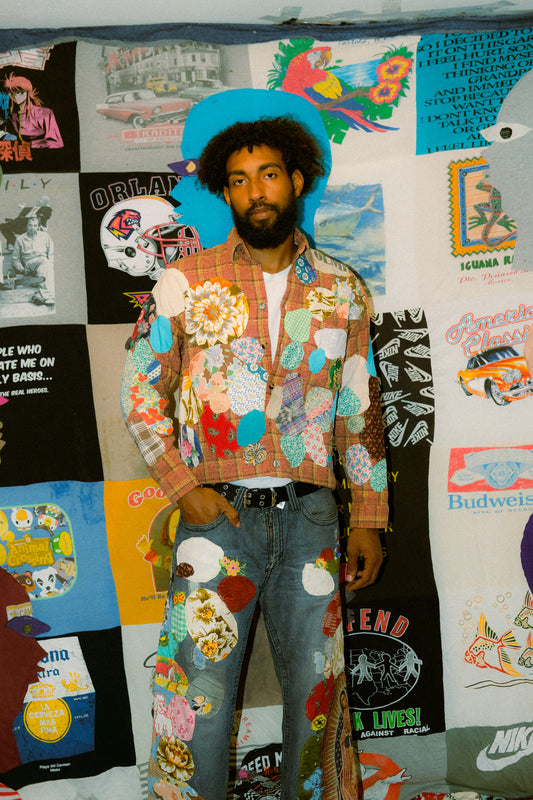 vintage plaid patches up button up