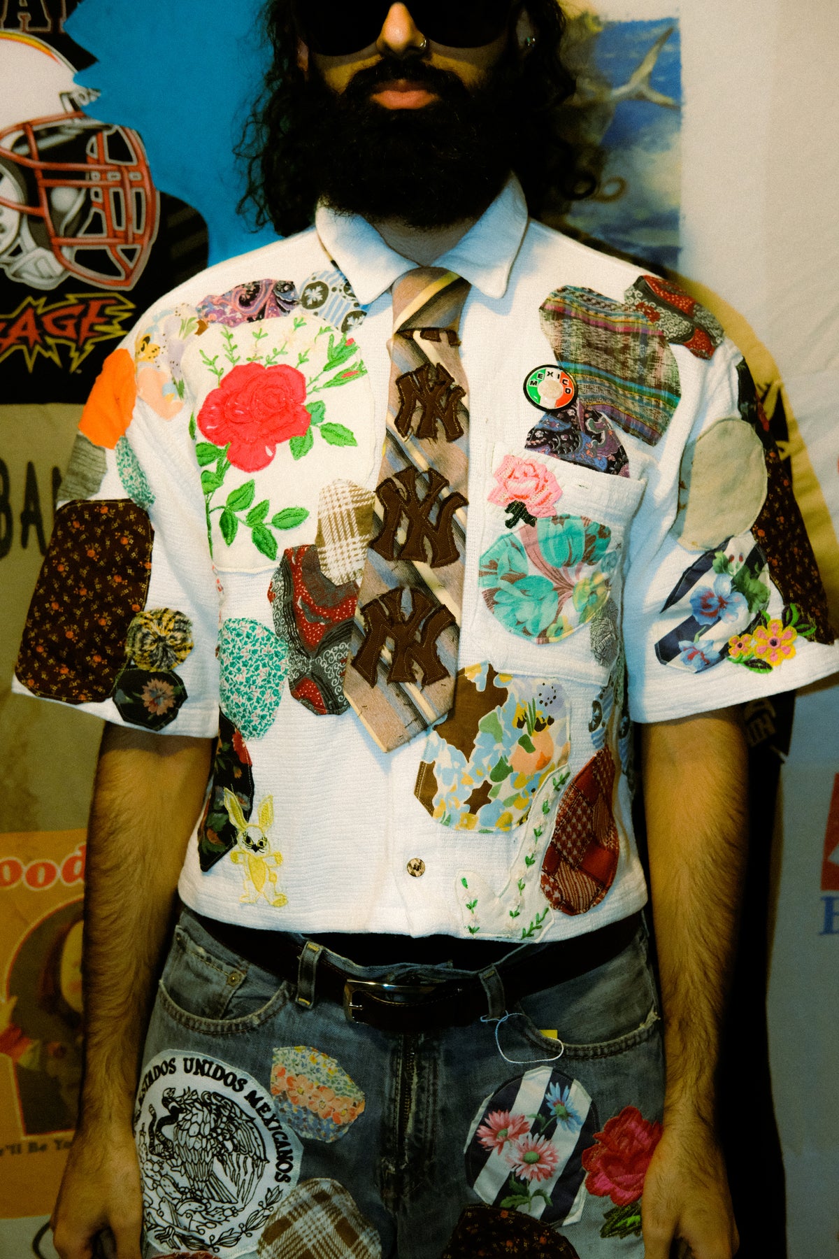Vintage white patched up button up
