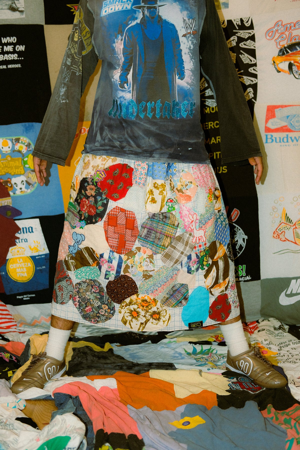 Vintage plaid 80s patched up skirt