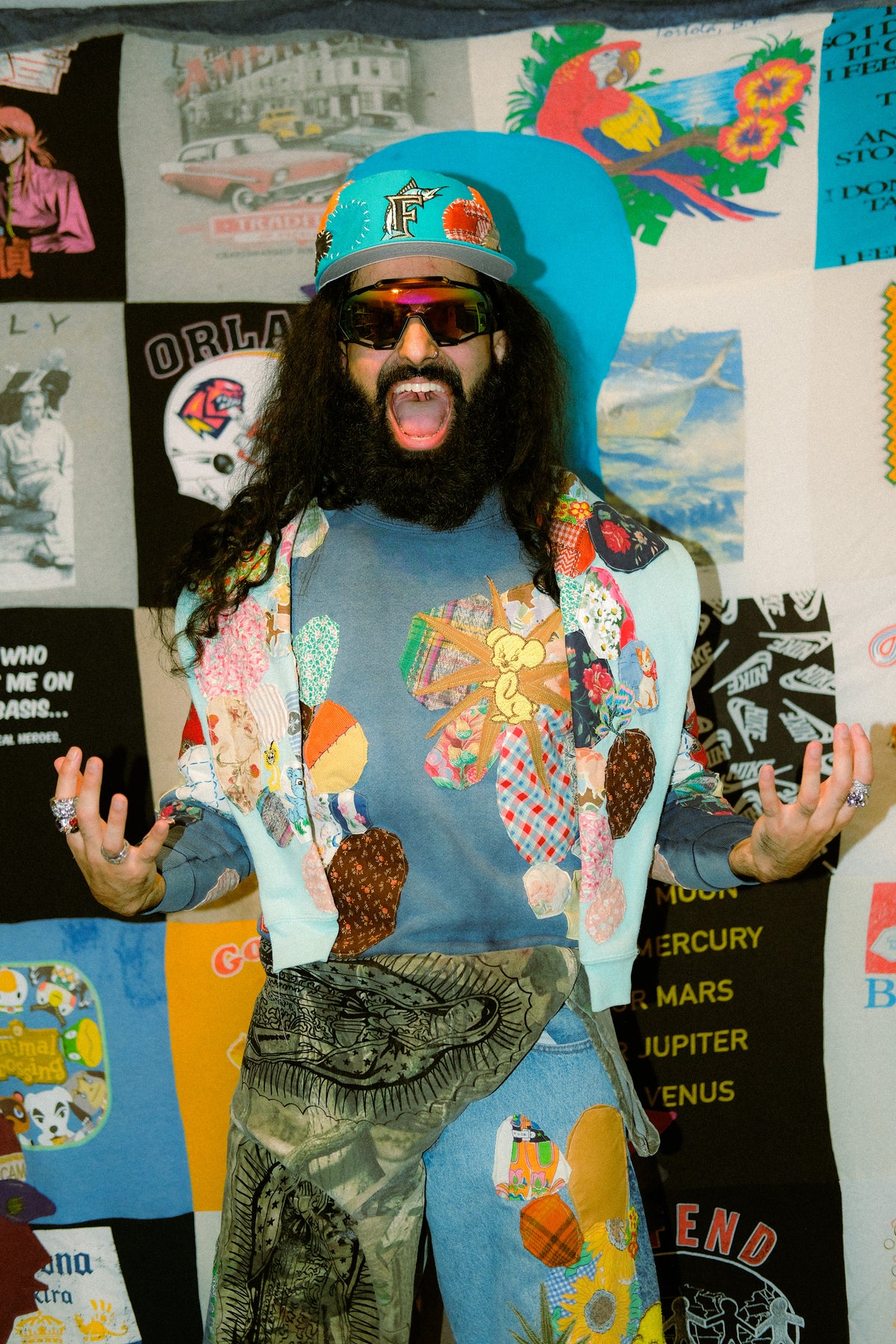Vintage sunfaded patched up sweater