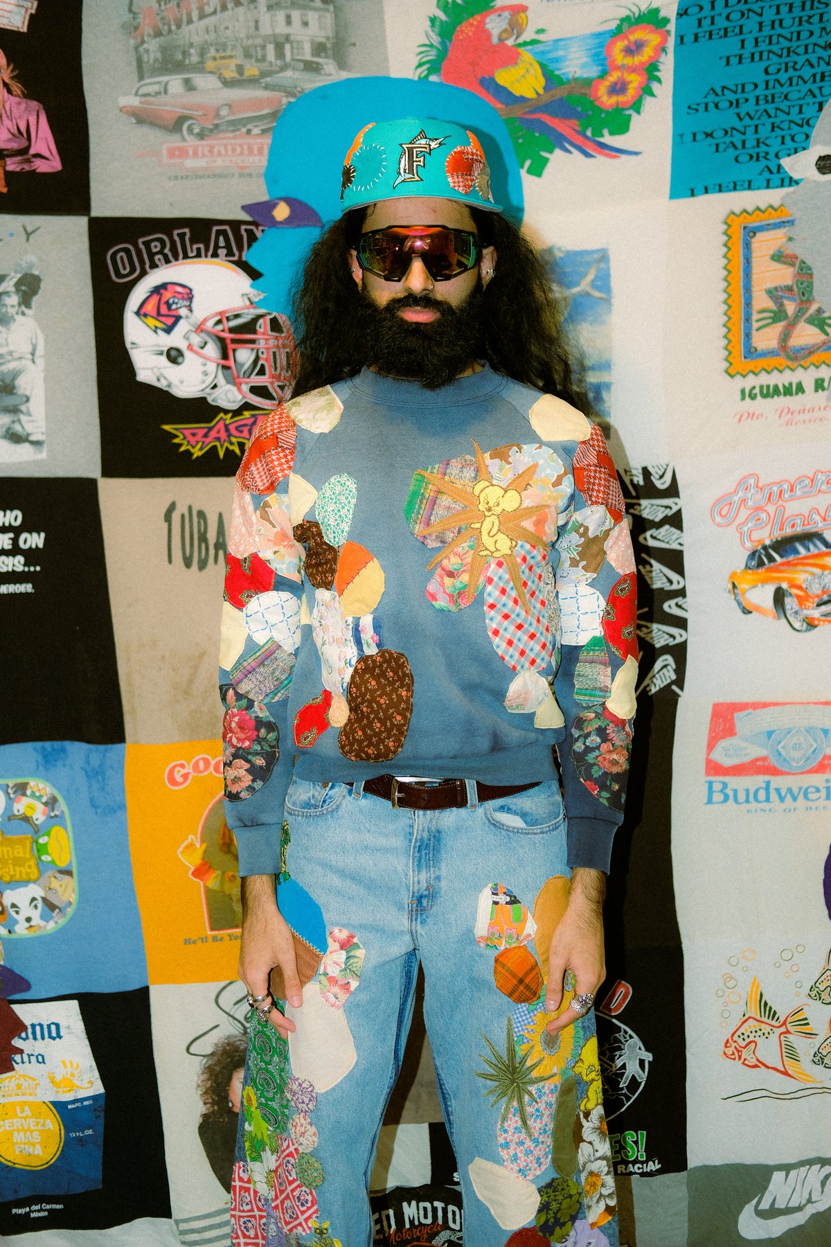 Vintage sunfaded patched up sweater