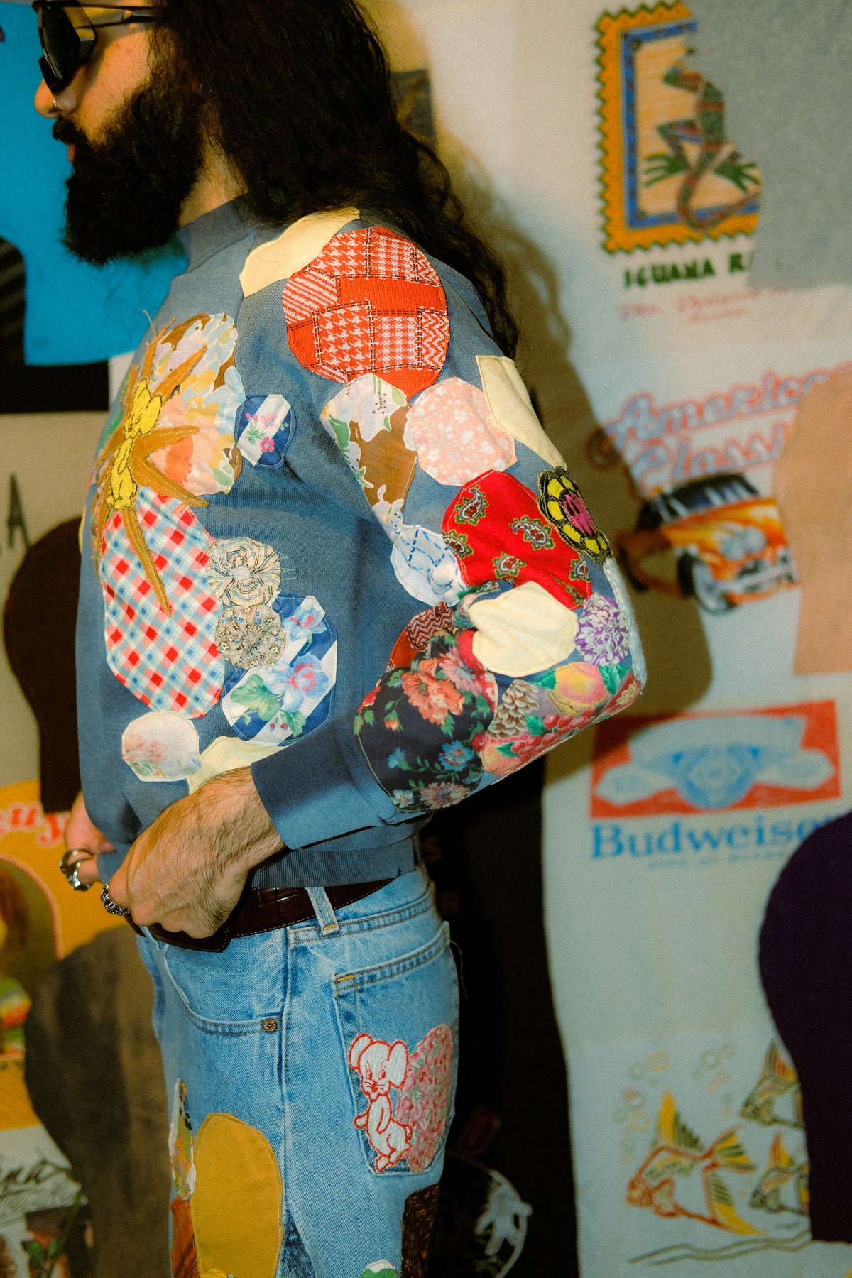 Vintage sunfaded patched up sweater