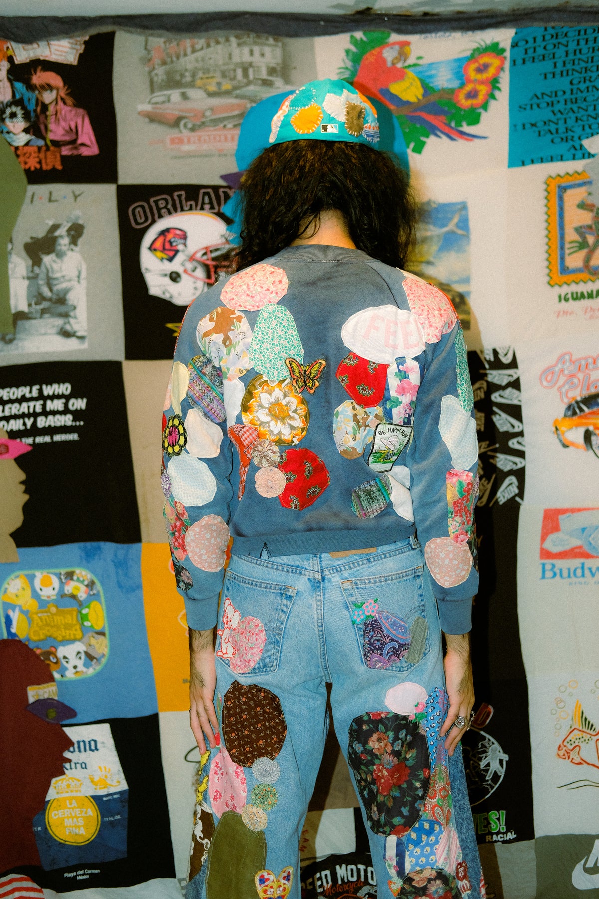 Vintage sunfaded patched up sweater