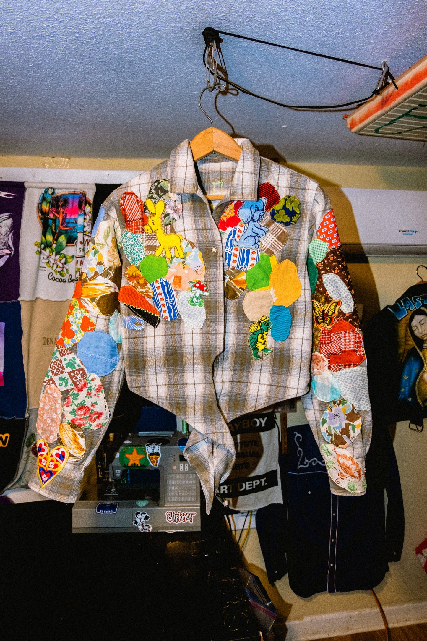 Harley Davidson patched up crop top flannel