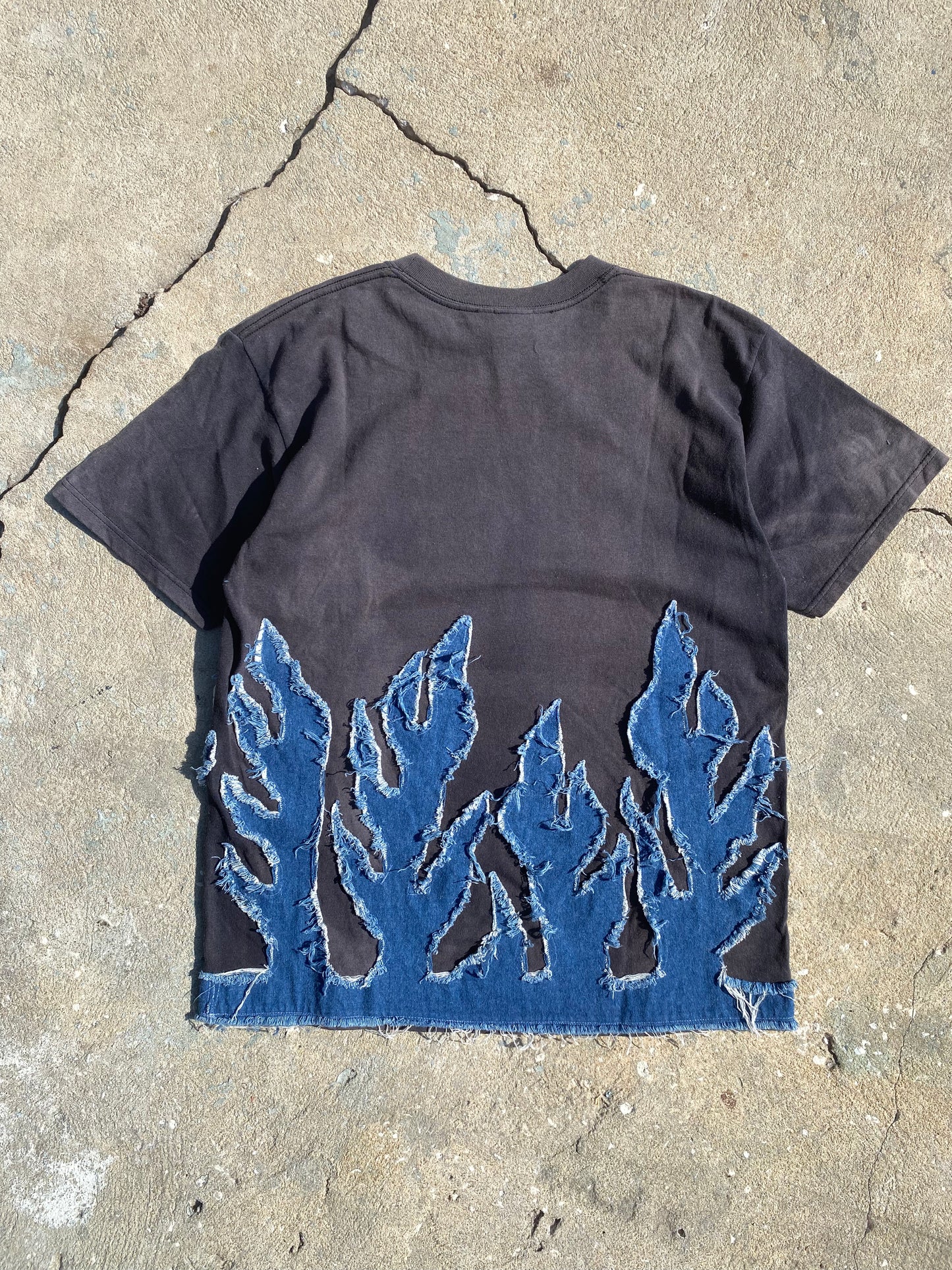 Y2k Rey Mysterio denim flame tee